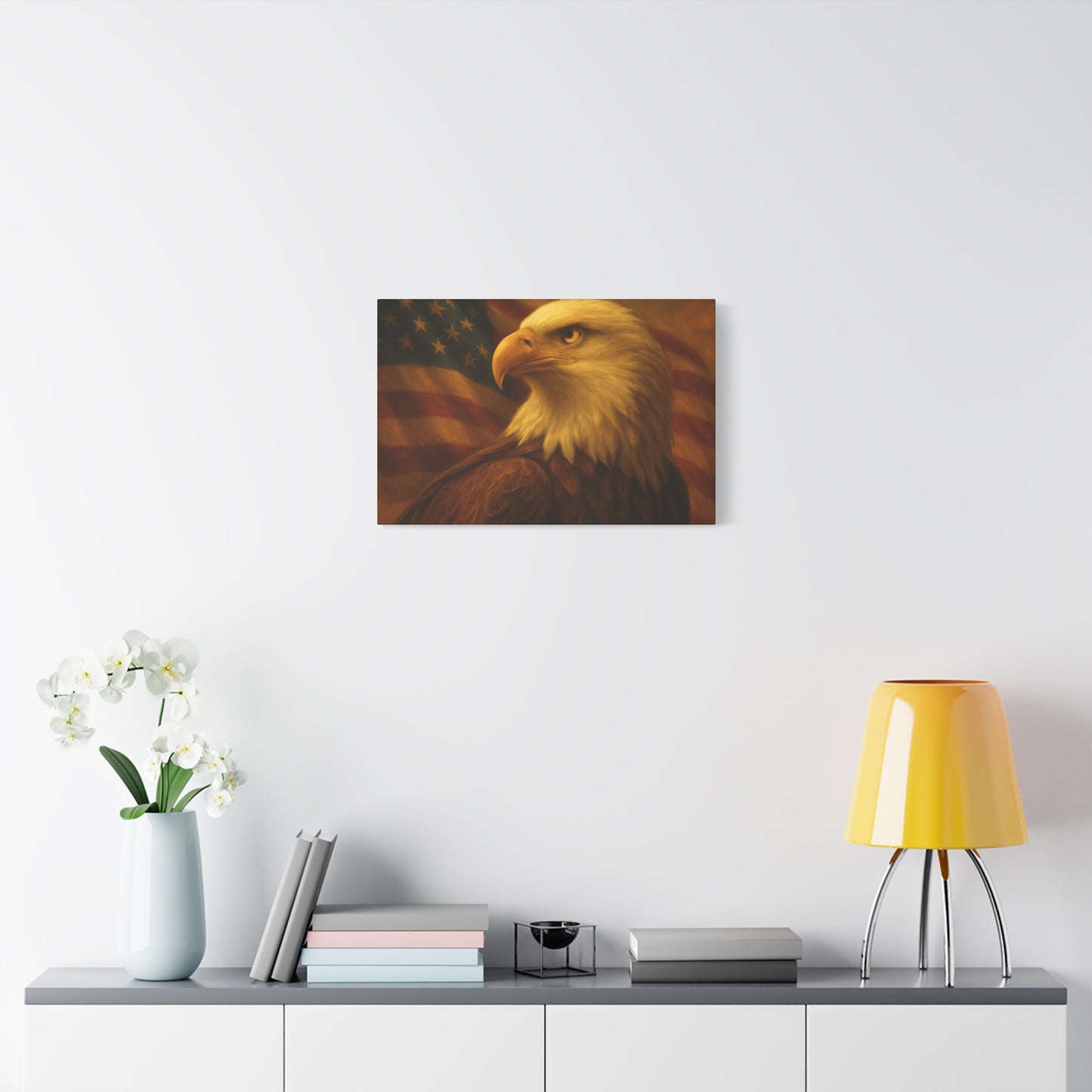 Patriotic Eagle Canvas Wall Art - American Flag Decor, Home Office, Gift for Veterans, National Holidays, Wall Decor