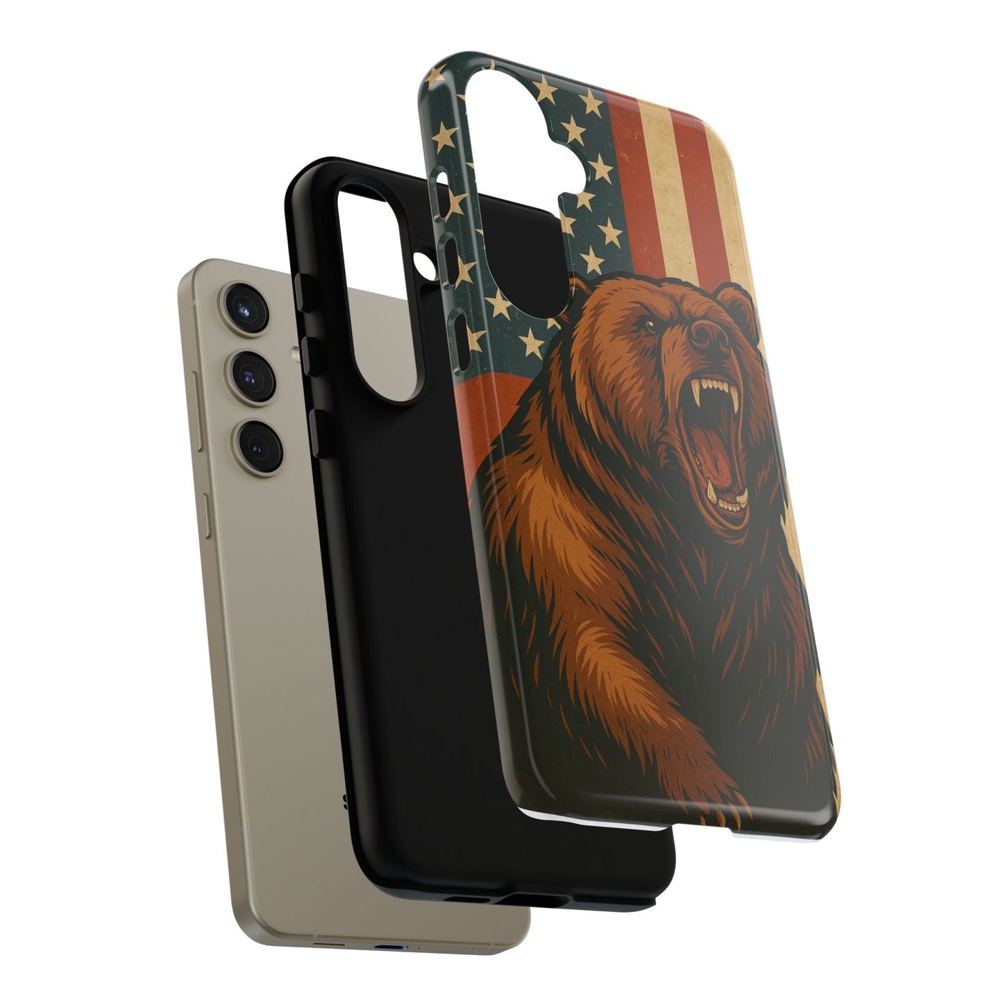 Tough Cases - Patriotic Bear Phone Case, Custom Phone Cover, Strong Protective Case, USA Flag Design, Gift for Outdoors Lovers