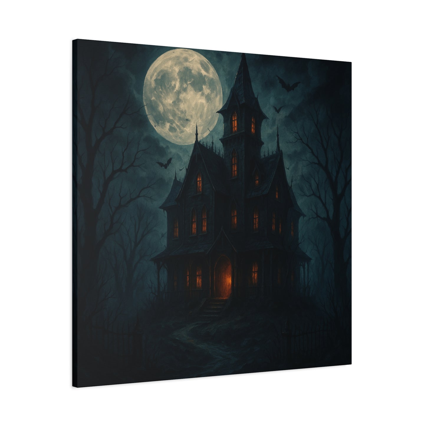 Haunted House Canvas Art Print, Gothic Wall Decor, Spooky Home Decor, Halloween Artwork, Horror Theme Decoration