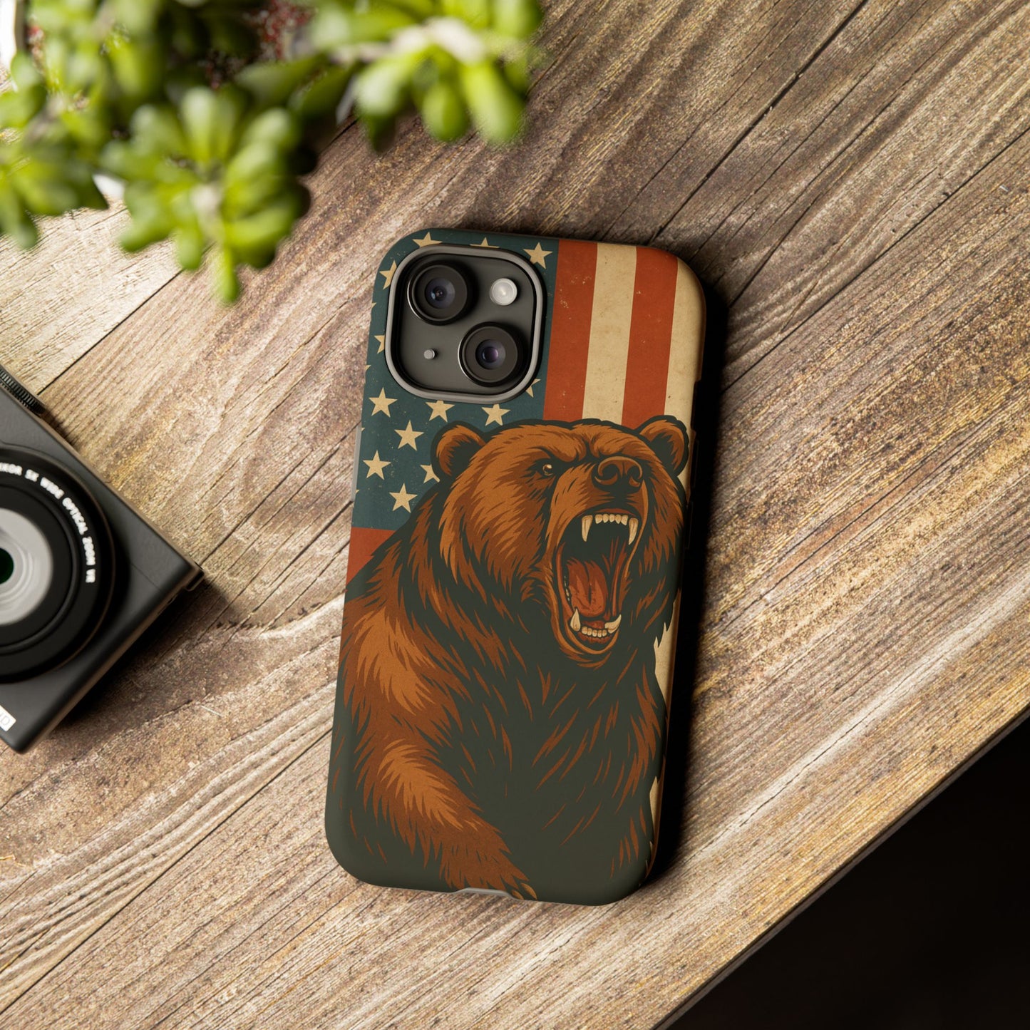 Tough Cases - Patriotic Bear Phone Case, Custom Phone Cover, Strong Protective Case, USA Flag Design, Gift for Outdoors Lovers