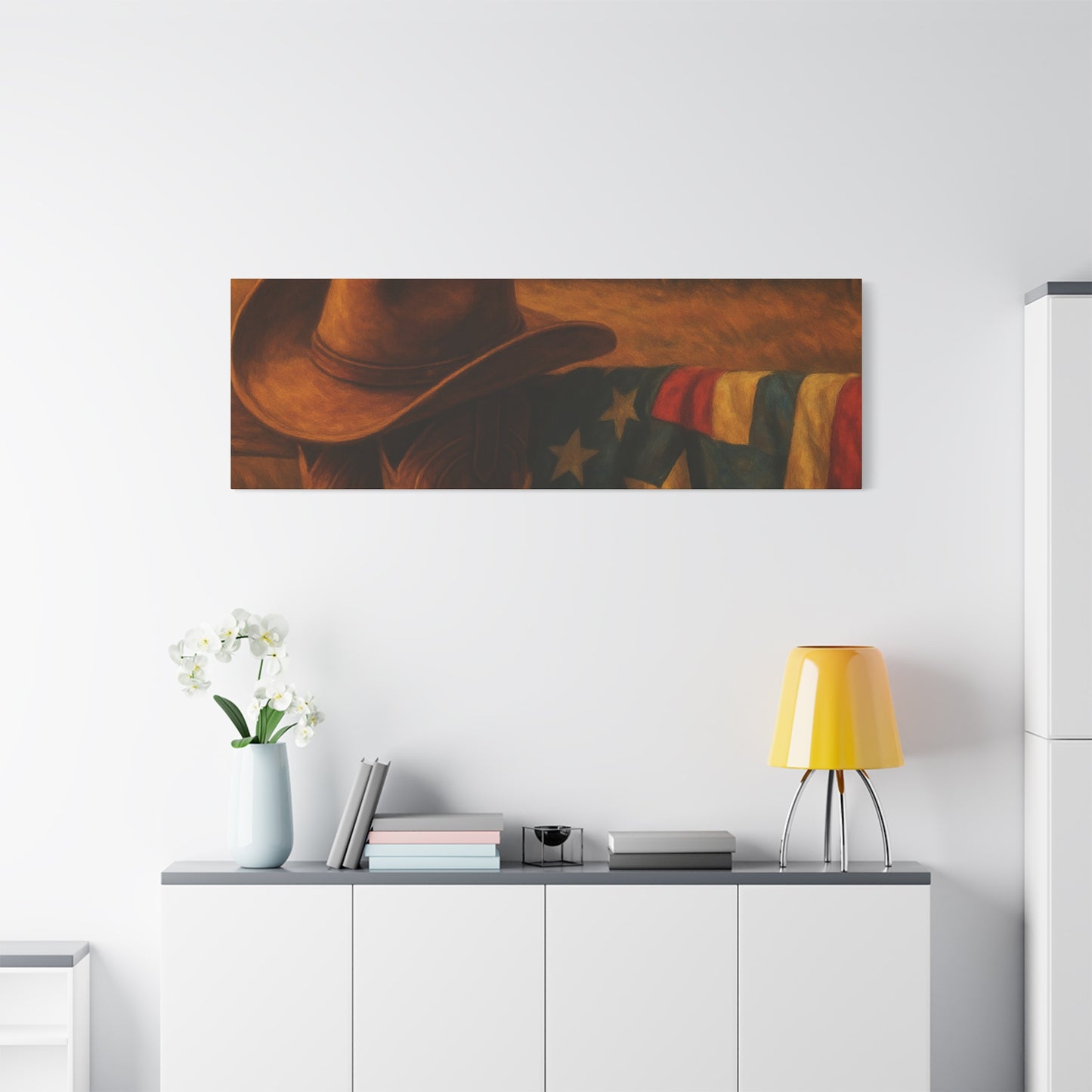 Rustic Canvas Art Print, Western Decor, Cowboy Hat and Boots, Americana Wall Art, Perfect Gift for Country Lovers
