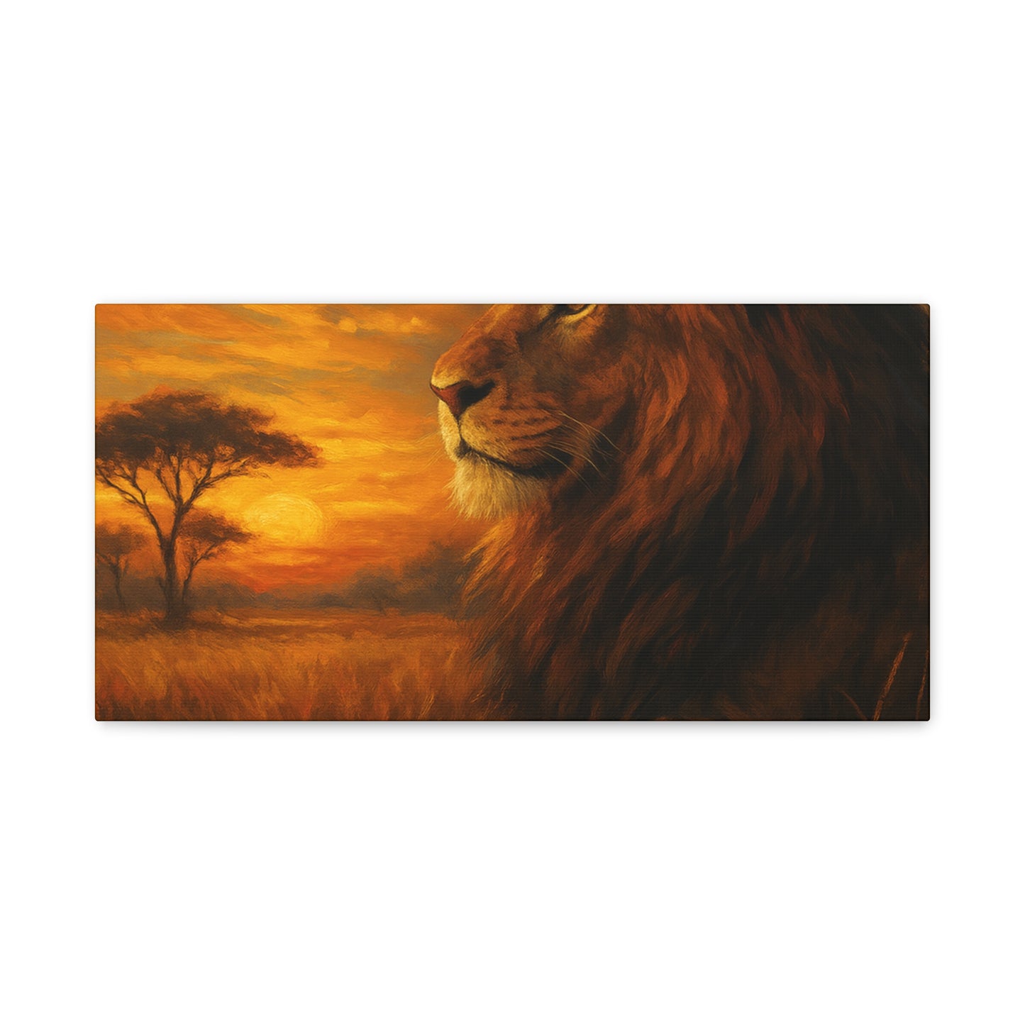 King of the Savanna - Lion Sunset Canvas