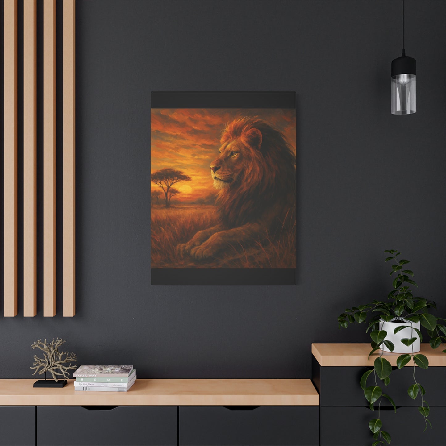 King of the Savanna - Lion Sunset Canvas