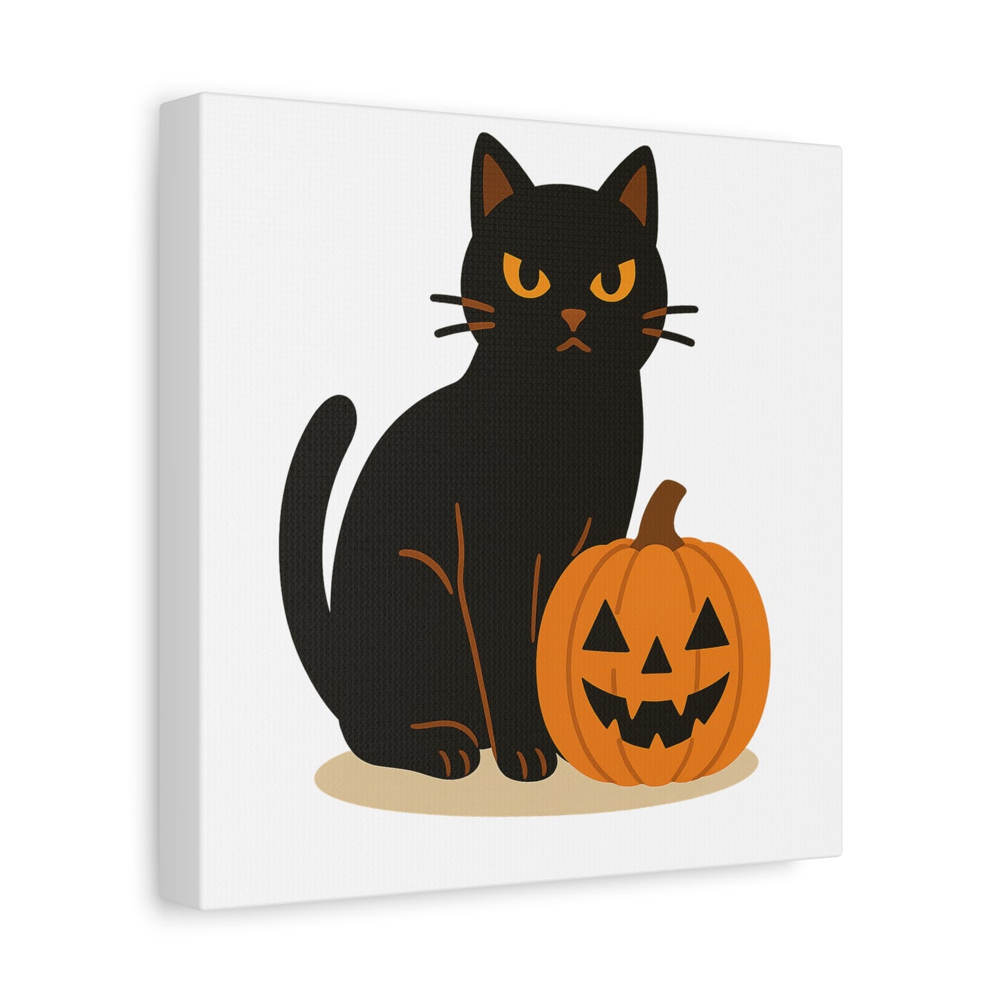 Black Cat Halloween Canvas Art, Cute Cat Wall Decor, Autumn Decor, Spooky Home Decor, Cat Lover Gift, Pumpkin Wall Art