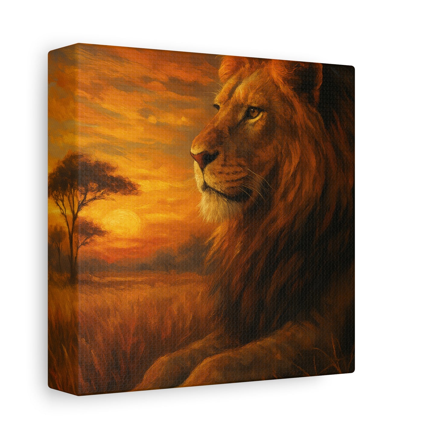 King of the Savanna - Lion Sunset Canvas