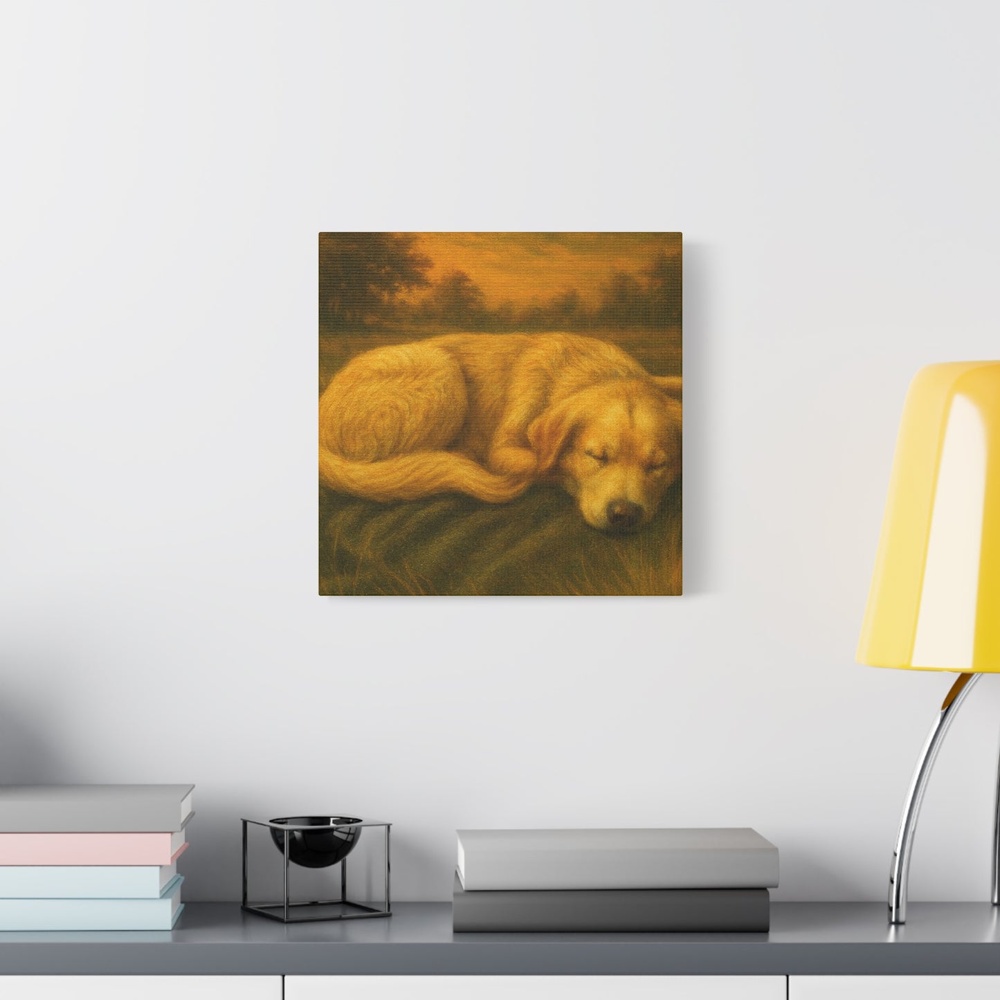 Golden Retriever Art Canvas Print, Dog Lovers Decor, Warm Home Wall Art, Gift for Pet Owners, Relaxing Pet Artwork