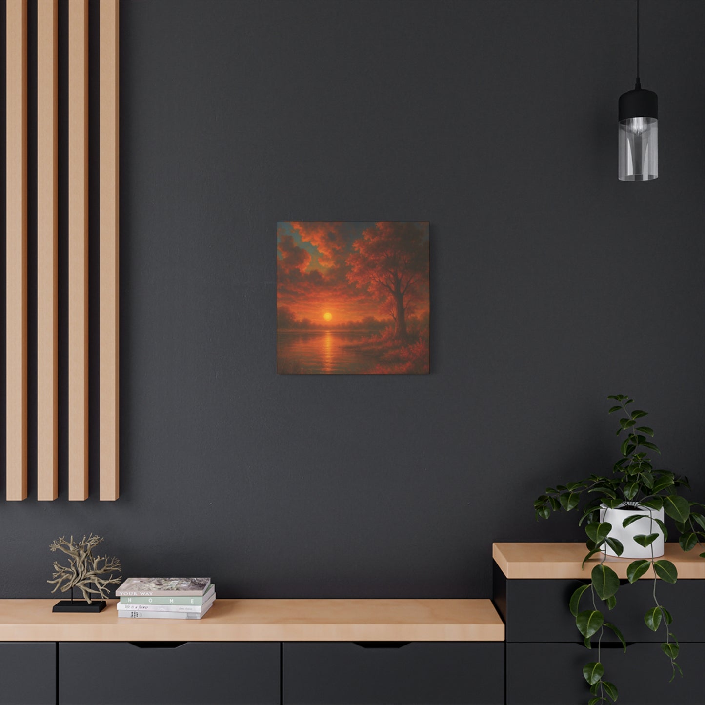 Serene Sunset Canvas Wall Art, Nature Decor, Home Aesthetic, Gift for Art Lovers, Inspiring Wall Hanging, Living Room Decoration