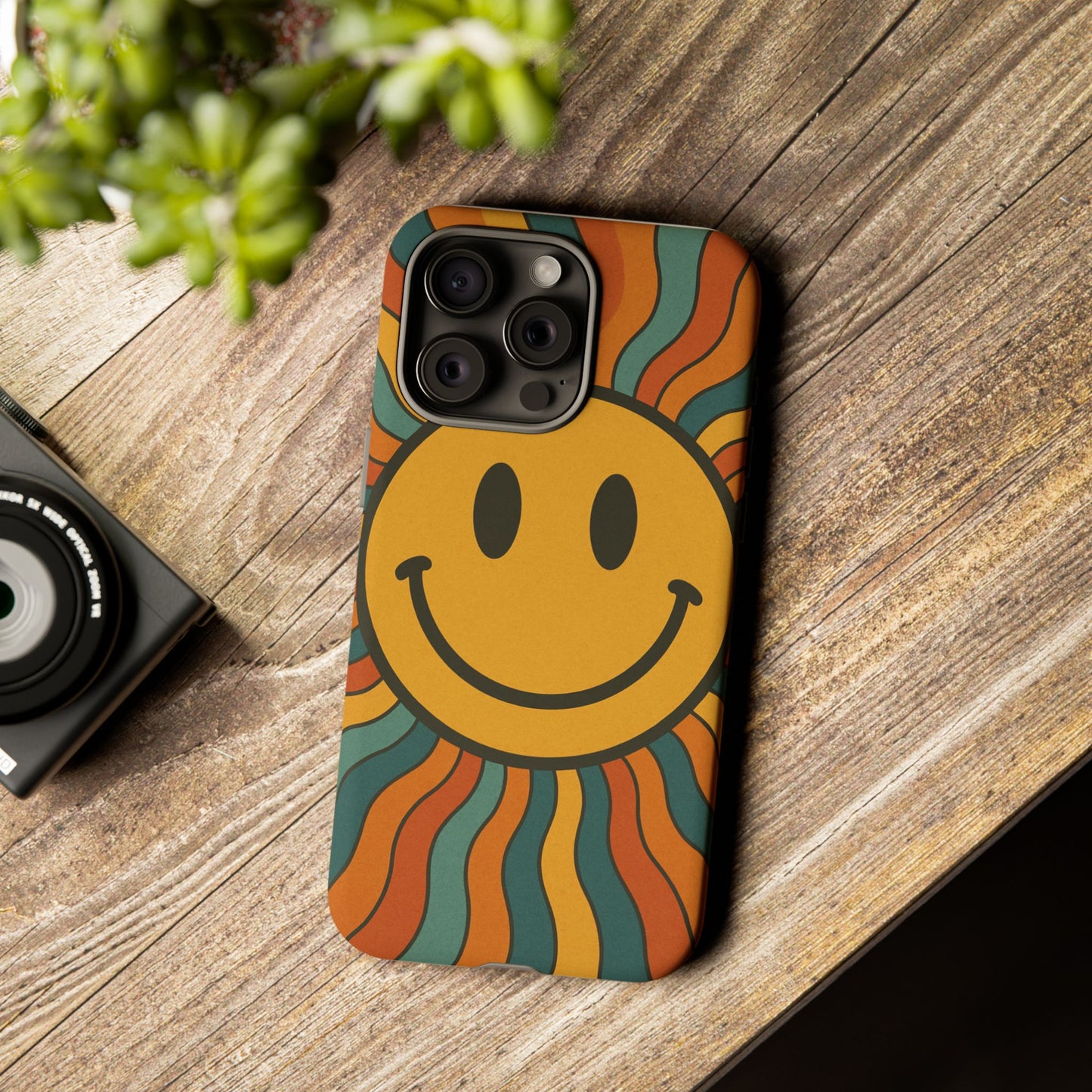 Colorful Smiley Phone Case, Retro Vibe Phone Cover, Cute Gift for Kids and Adults, Fun Protector for Everyday Use, Eco-Friendly Merchandise
