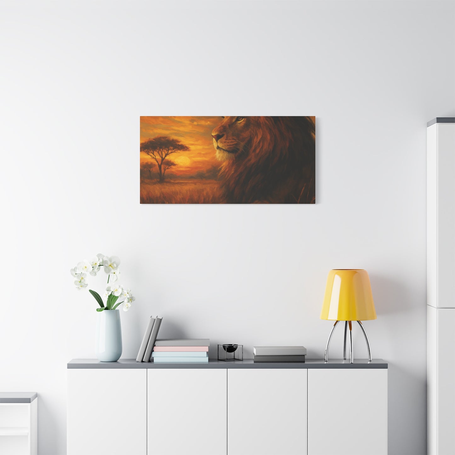 King of the Savanna - Lion Sunset Canvas