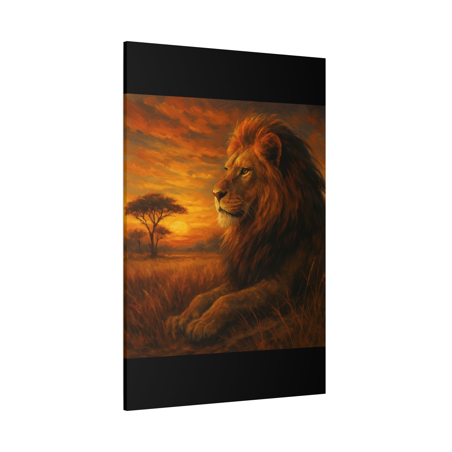 King of the Savanna - Lion Sunset Canvas