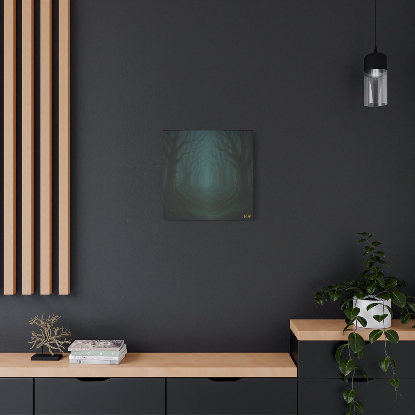 Eerie Forest Canvas Art, Spooky Home Decor, Dark Wall Hanging, Halloween Wall Art, Unique Gift for Nature Lovers, Gothic Decor