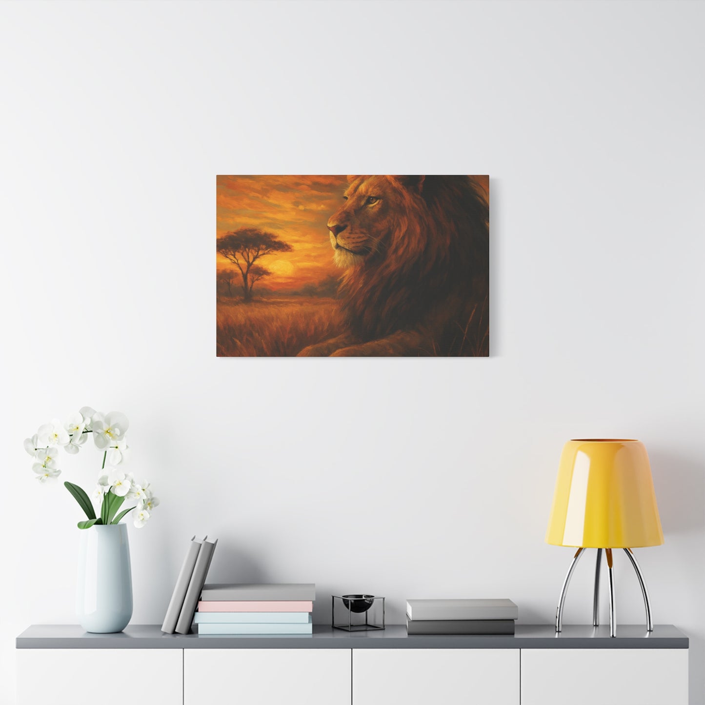 King of the Savanna - Lion Sunset Canvas