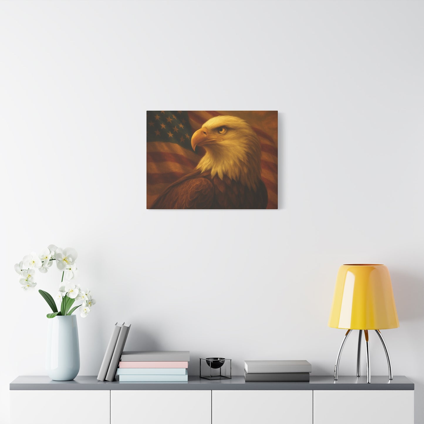 Patriotic Eagle Canvas Wall Art - American Flag Decor, Home Office, Gift for Veterans, National Holidays, Wall Decor