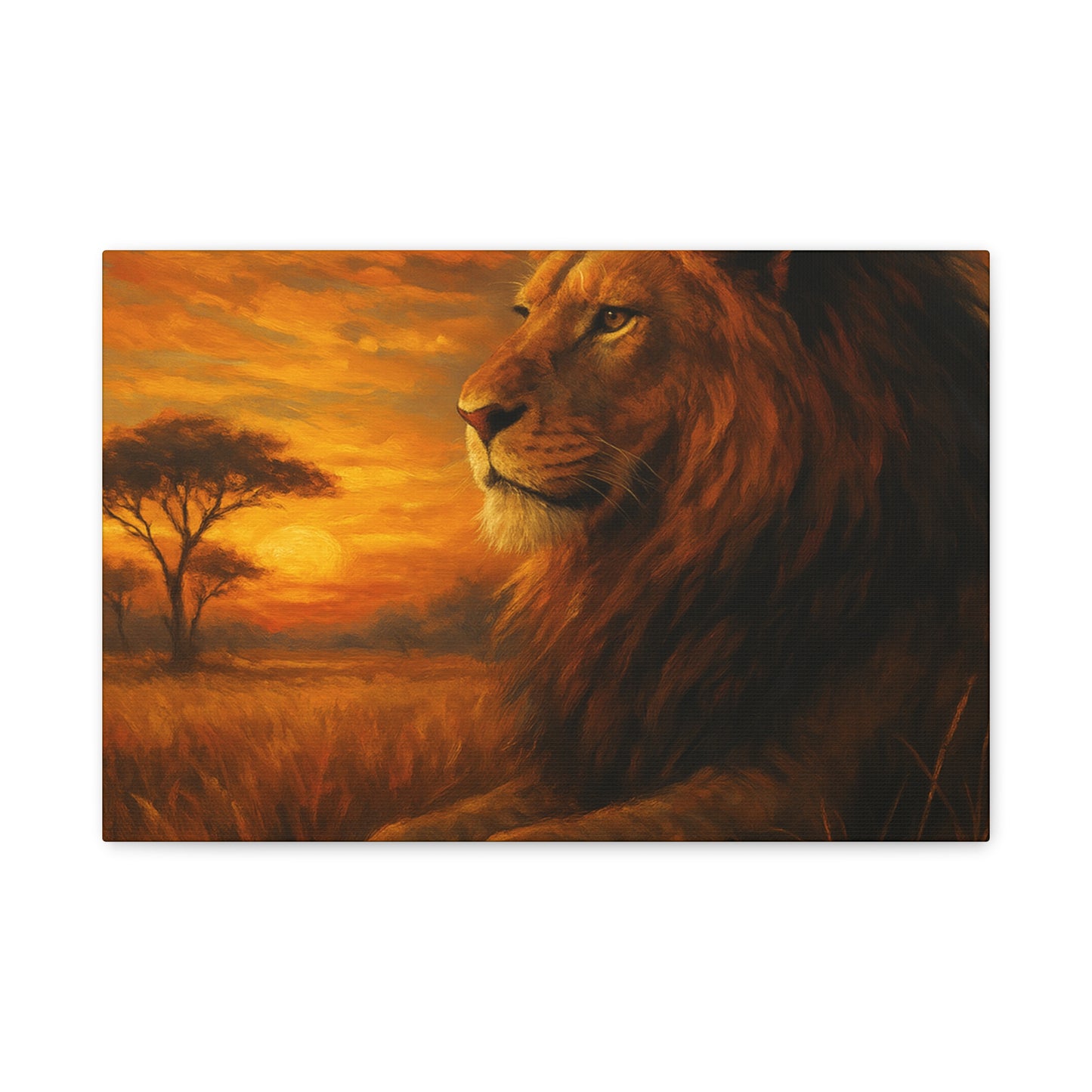 King of the Savanna - Lion Sunset Canvas