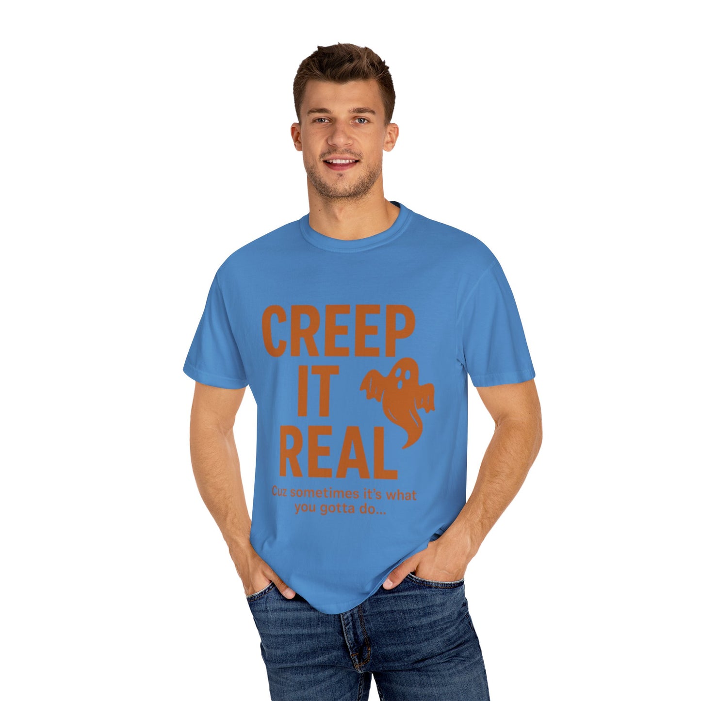 Creep It Real Unisex T-Shirt - Fun Halloween Apparel, Ghost Graphic Tee, Casual Style, Unique Gift for Friends, Halloween Party Outfit
