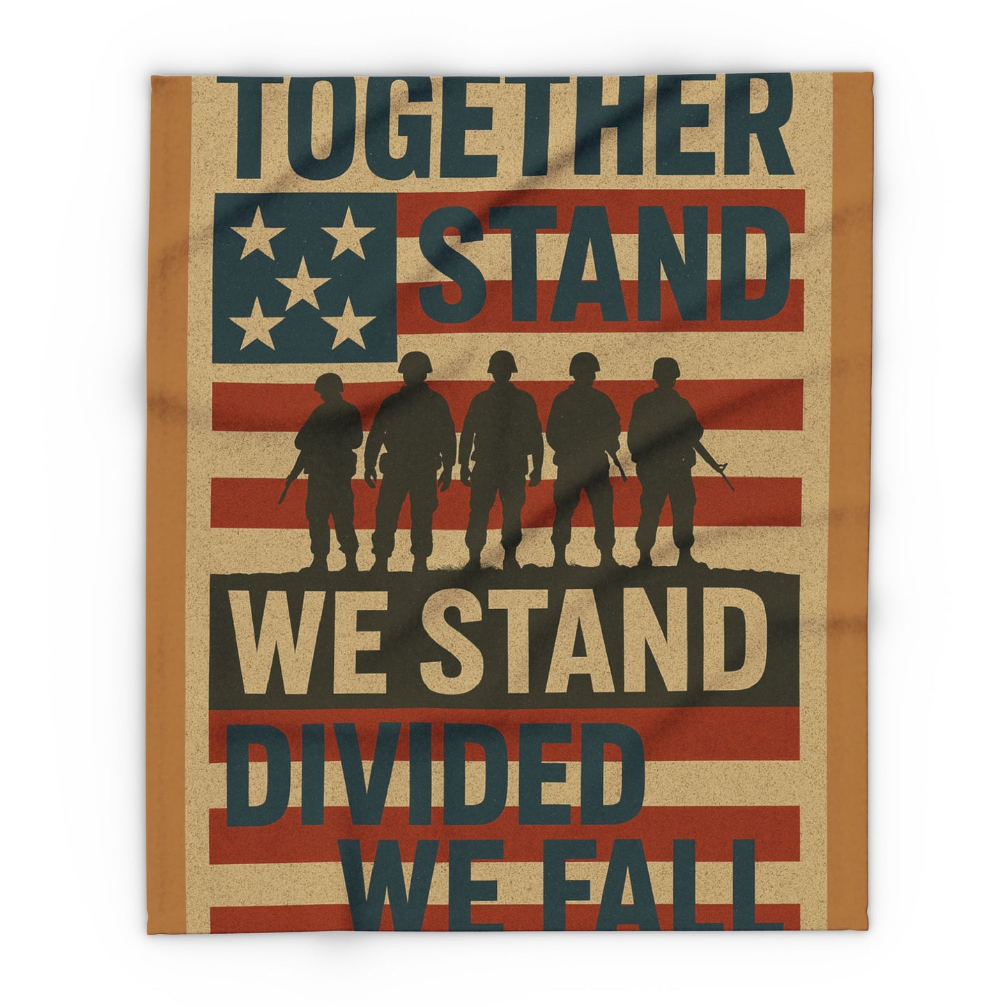 Patriotic Fleece Blanket - Together We Stand, Ideal for Veterans Day, Home Decor, Cozy Gift, American Flag Design