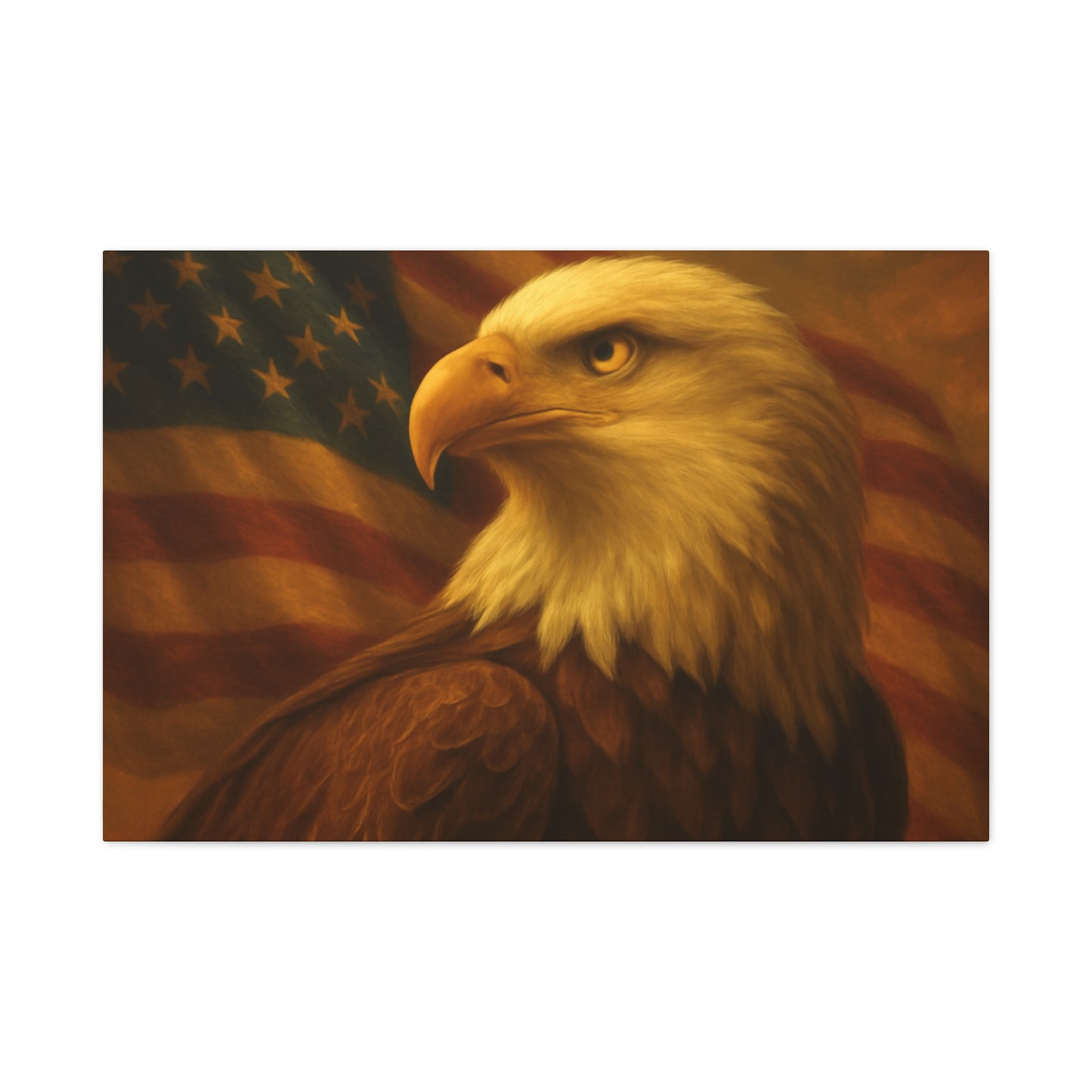 Patriotic Eagle Canvas Wall Art - American Flag Decor, Home Office, Gift for Veterans, National Holidays, Wall Decor