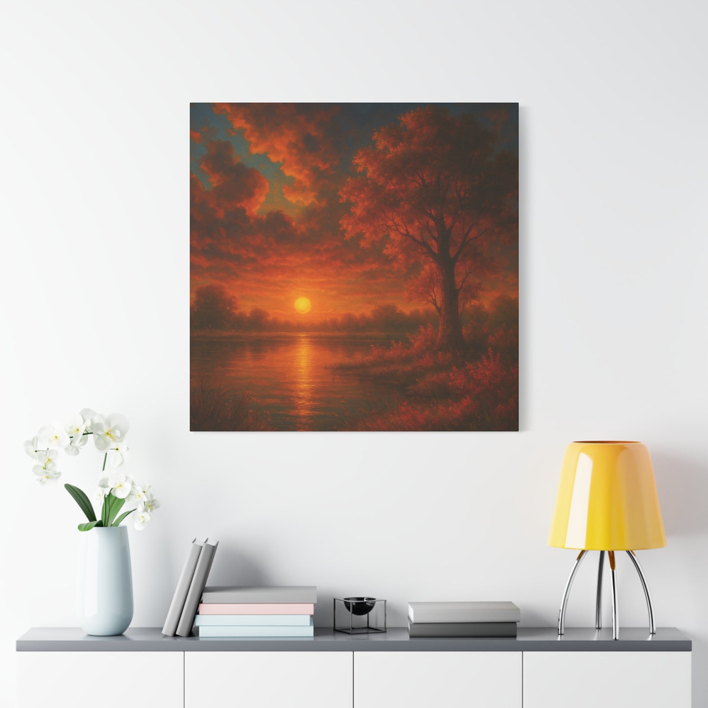 Serene Sunset Canvas Wall Art, Nature Decor, Home Aesthetic, Gift for Art Lovers, Inspiring Wall Hanging, Living Room Decoration