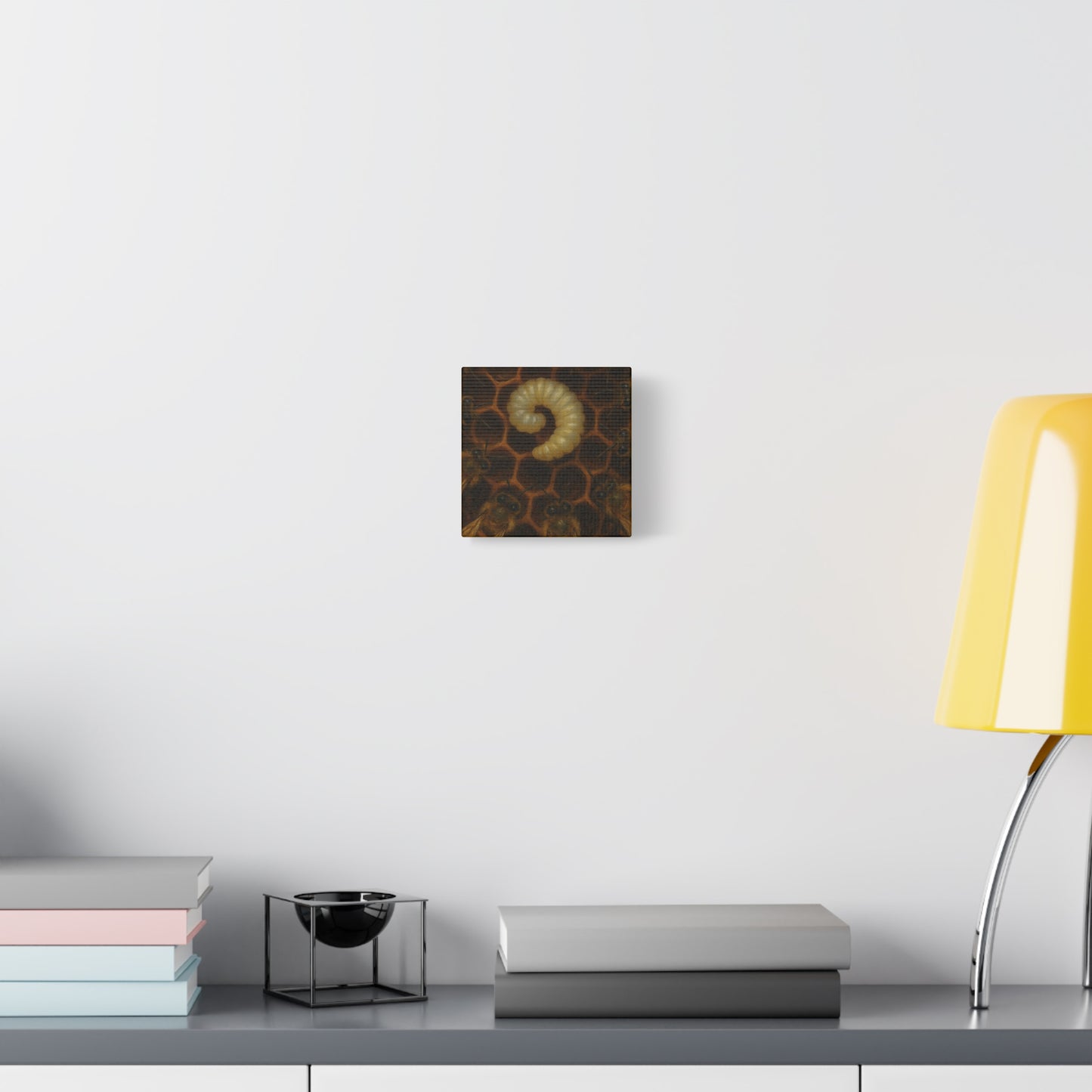 Bee Themed Wall Art Canvas, Honeycomb Decor, Nature Lover Gift, Nursery Decoration, Botanical Wall Art, Insect Art Print