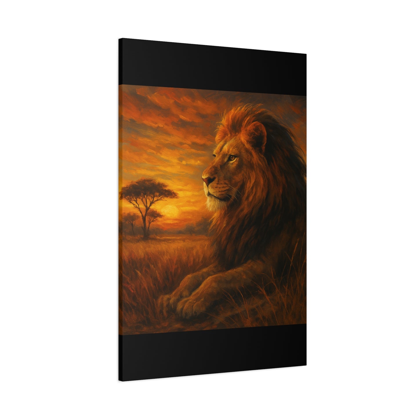 King of the Savanna - Lion Sunset Canvas
