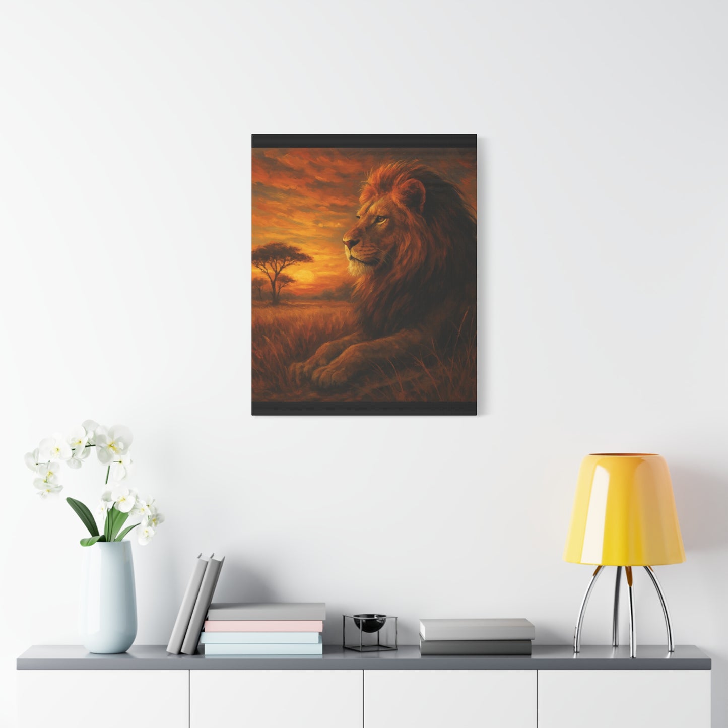 King of the Savanna - Lion Sunset Canvas