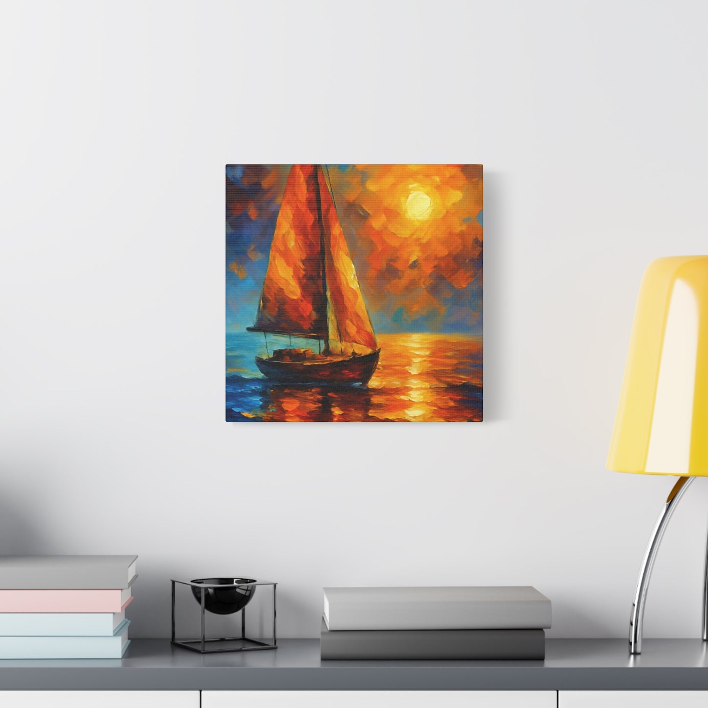 Canvas Art Print, Nautical Wall Decor, Sailboat Painting, Ocean Sunset, Home Decoration, Coastal Art