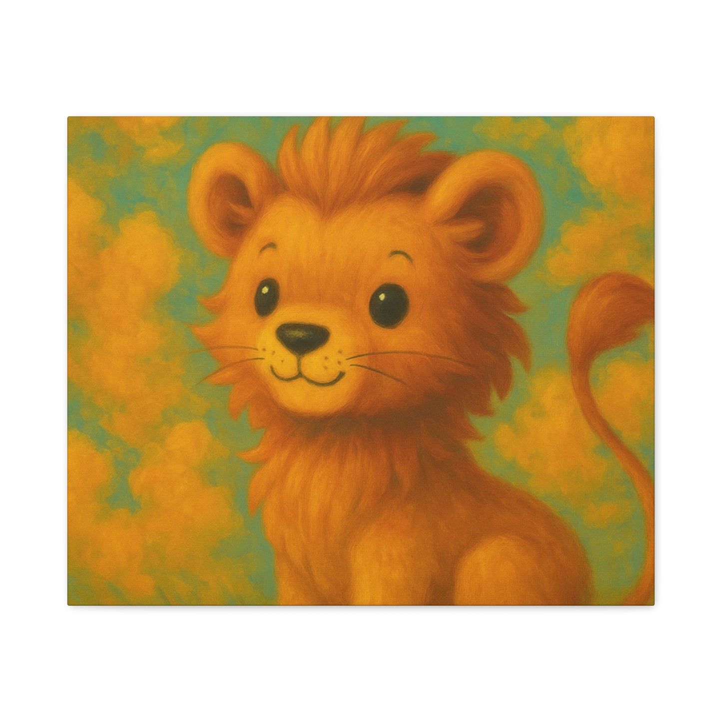 Whimsical Lion Canvas Wall Art, Nursery Decor, Kids Room Decoration, Cute Animal Print, Baby Shower Gift, Playroom Art