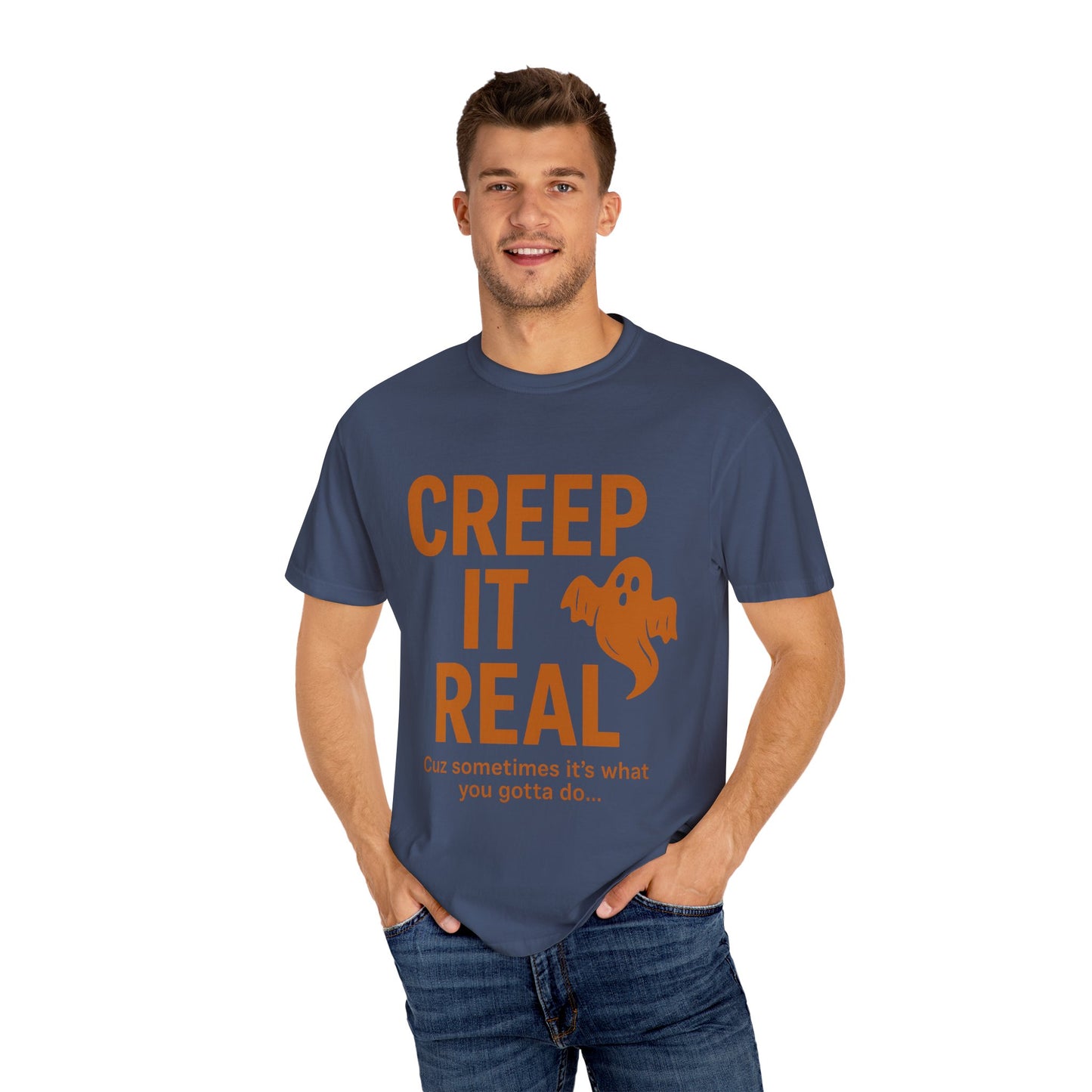 Creep It Real Unisex T-Shirt - Fun Halloween Apparel, Ghost Graphic Tee, Casual Style, Unique Gift for Friends, Halloween Party Outfit