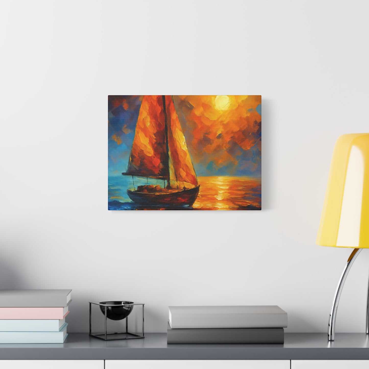 Canvas Art Print, Nautical Wall Decor, Sailboat Painting, Ocean Sunset, Home Decoration, Coastal Art