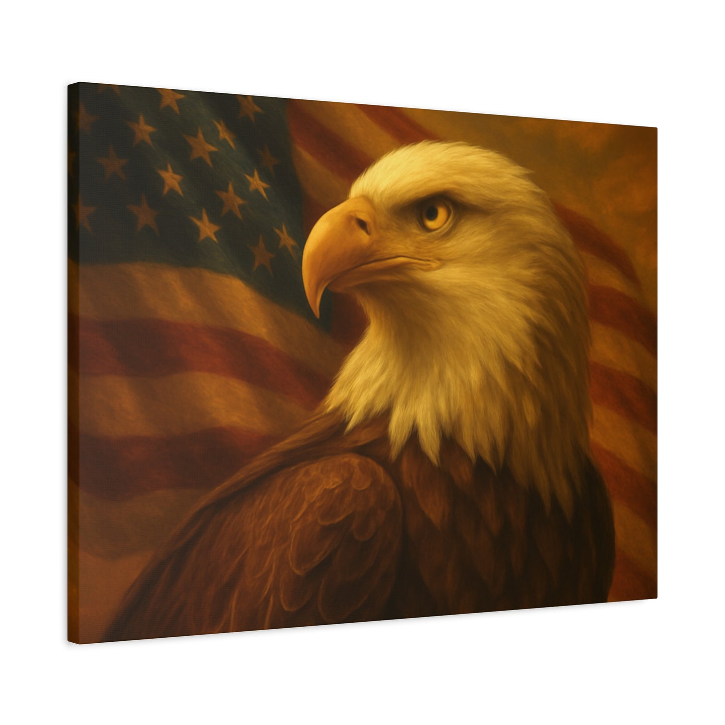 Patriotic Eagle Canvas Wall Art - American Flag Decor, Home Office, Gift for Veterans, National Holidays, Wall Decor