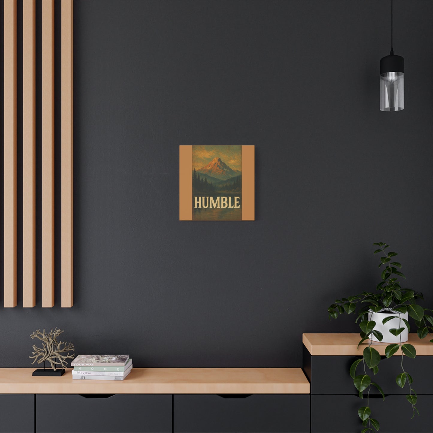 Humble Canvas Wall Art, Rustic Home Decor, Mountain Landscape Art, Inspirational Quotes Wall Art, Nature-Inspired Gift