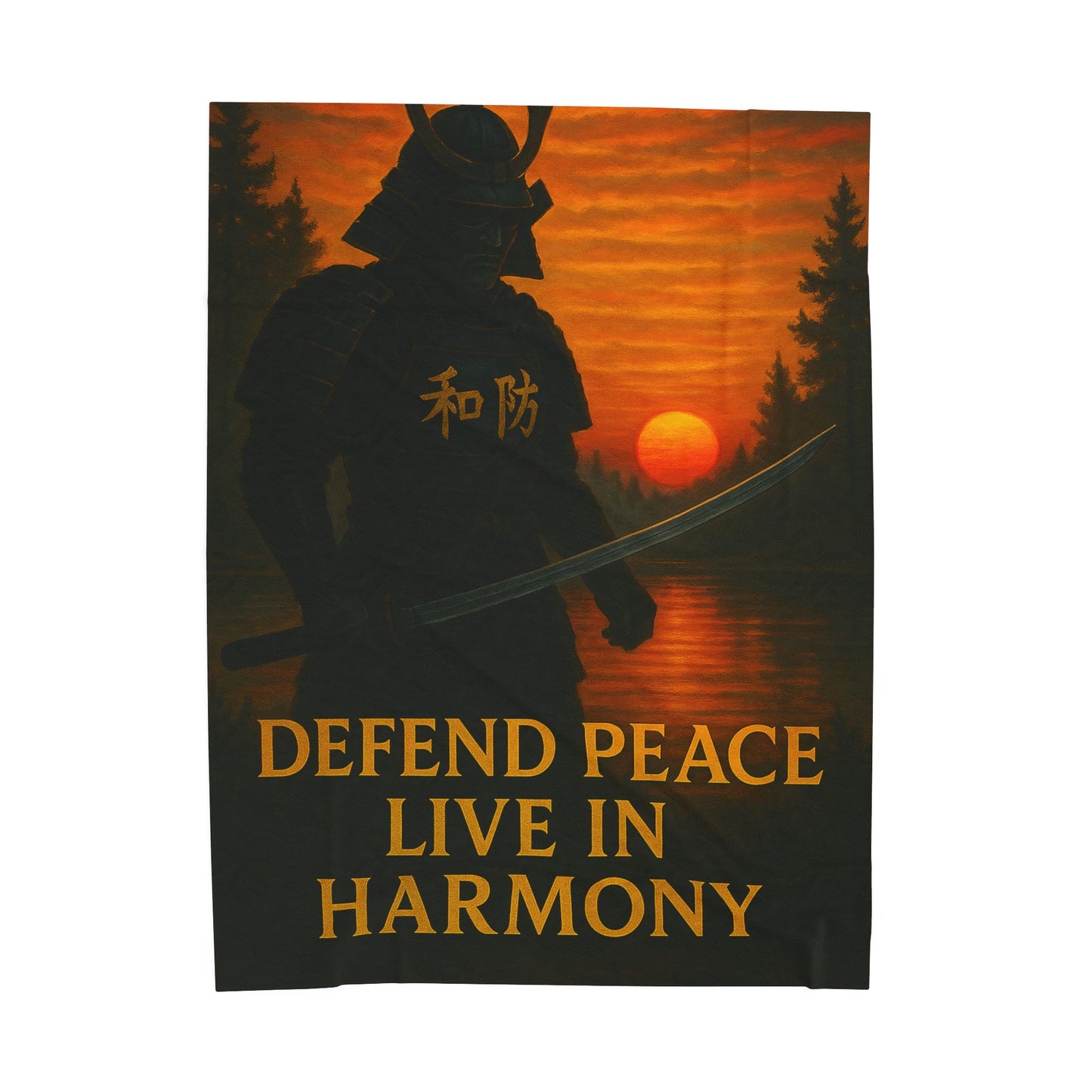 Samurai Peace Velveteen Plush Blanket - Cozy Home Decor, Gift for Gamers, Lounge, Meditation, Zen, Relaxation