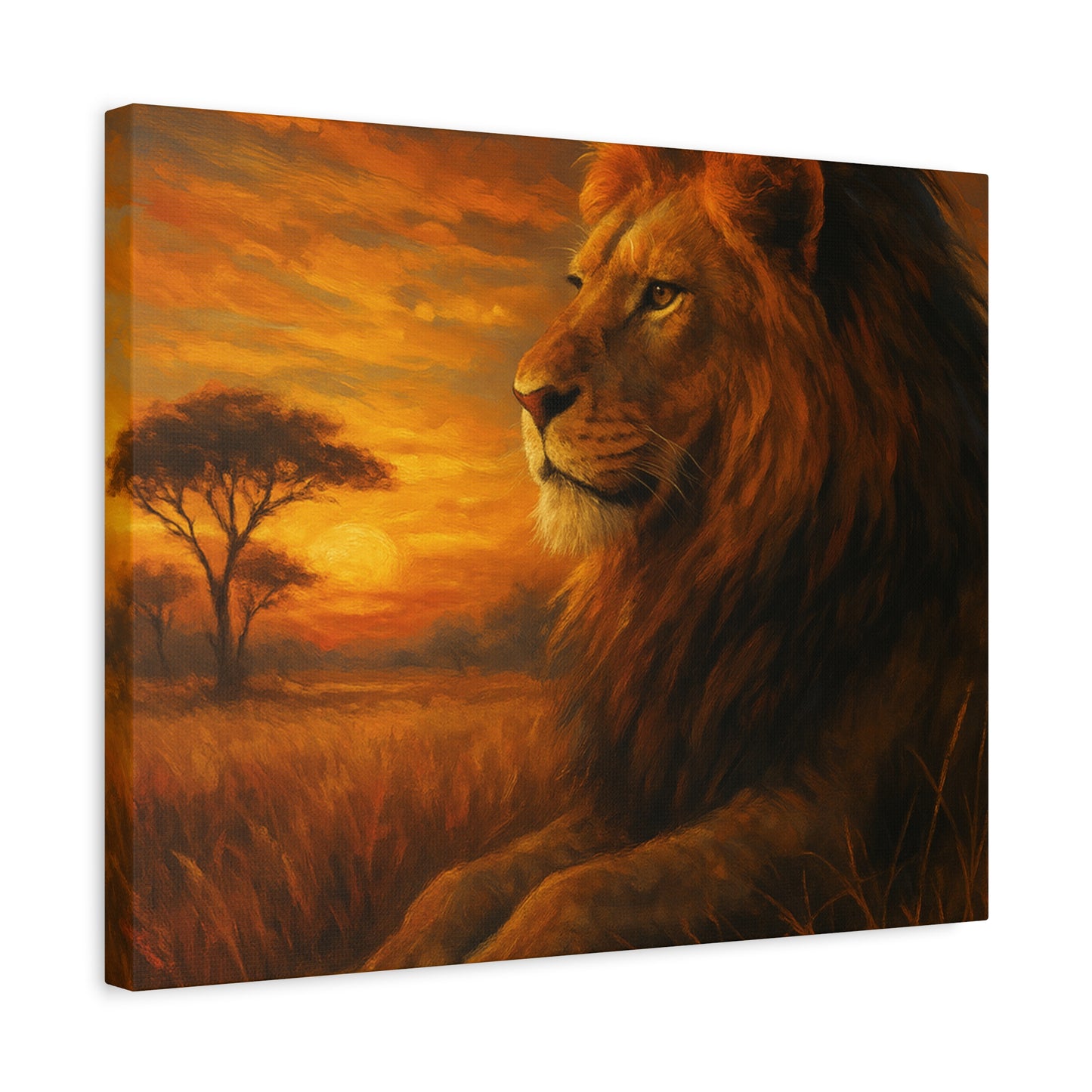 King of the Savanna - Lion Sunset Canvas