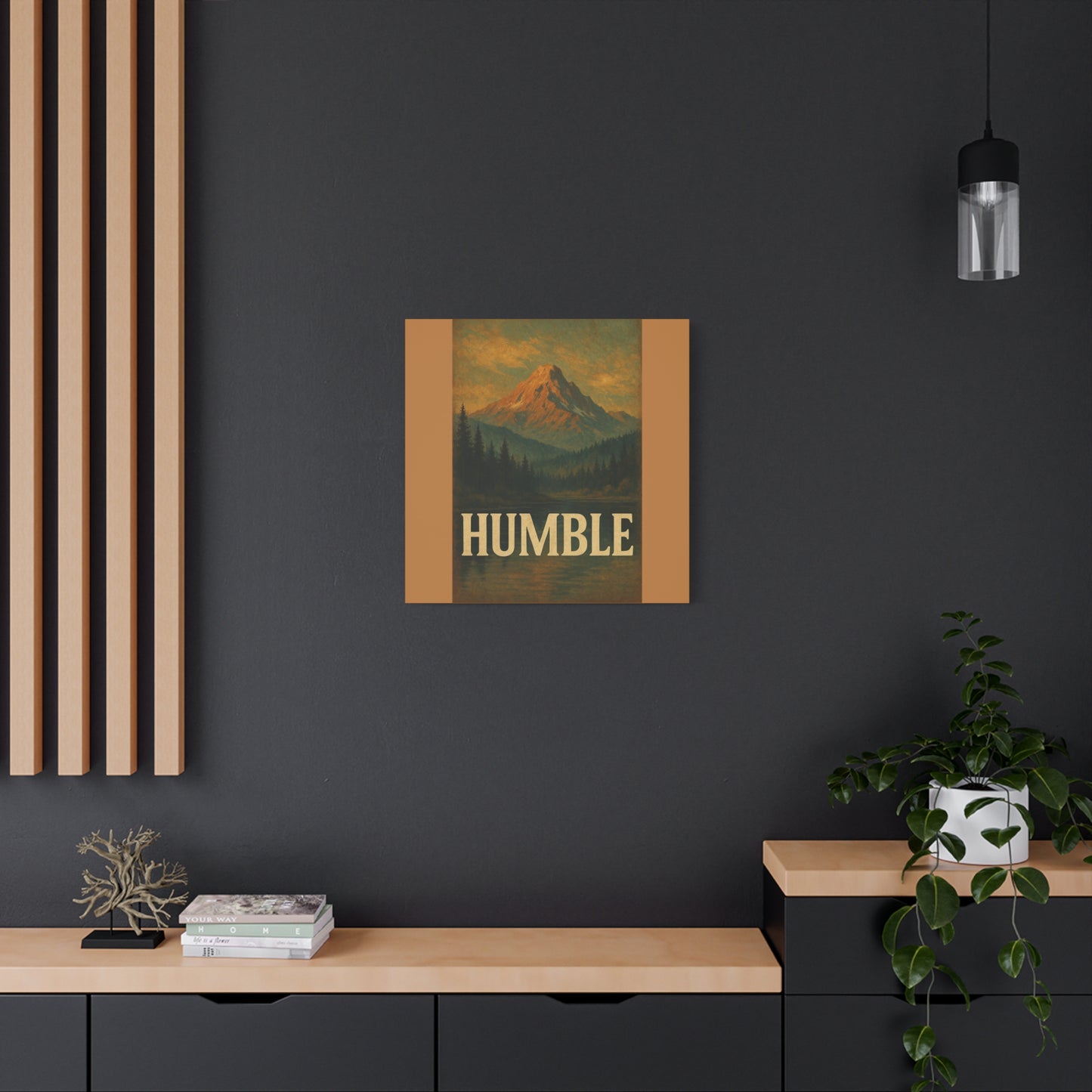 Humble Canvas Wall Art, Rustic Home Decor, Mountain Landscape Art, Inspirational Quotes Wall Art, Nature-Inspired Gift