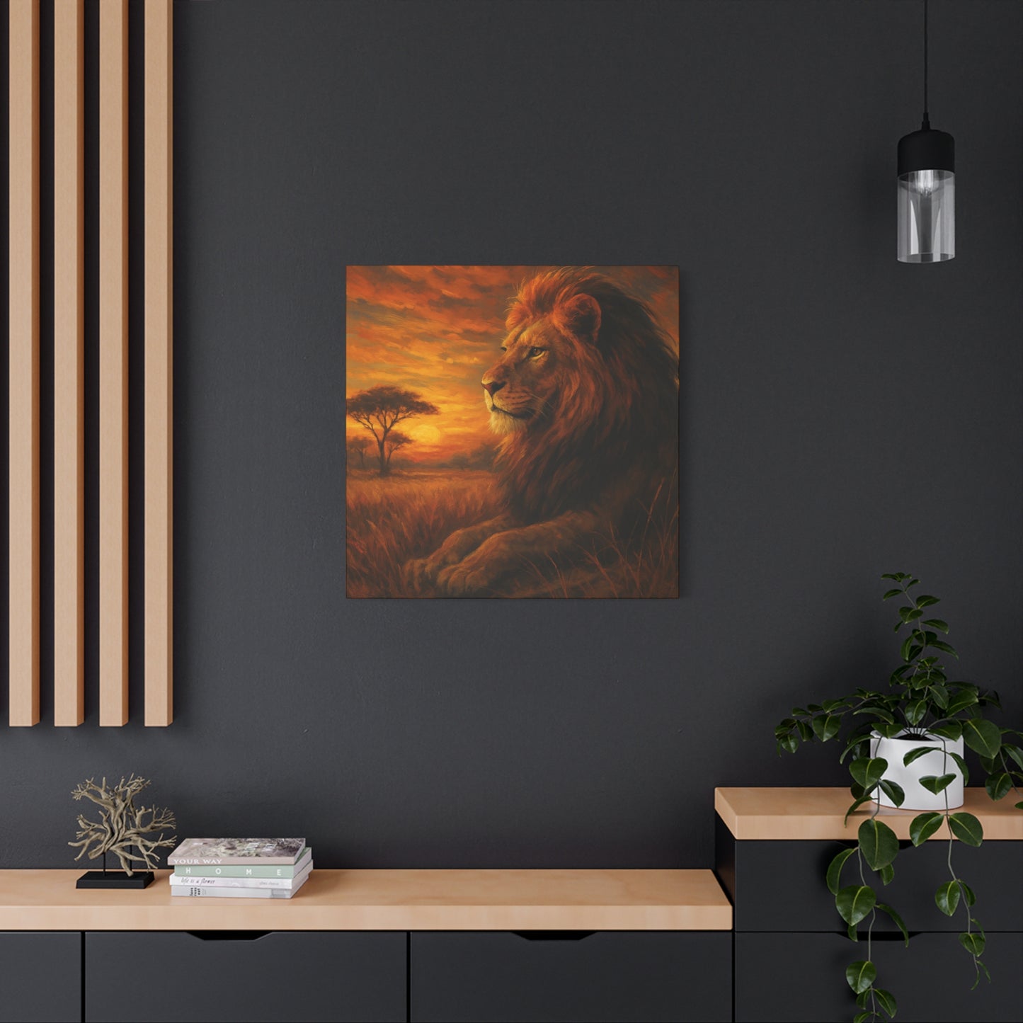 King of the Savanna - Lion Sunset Canvas