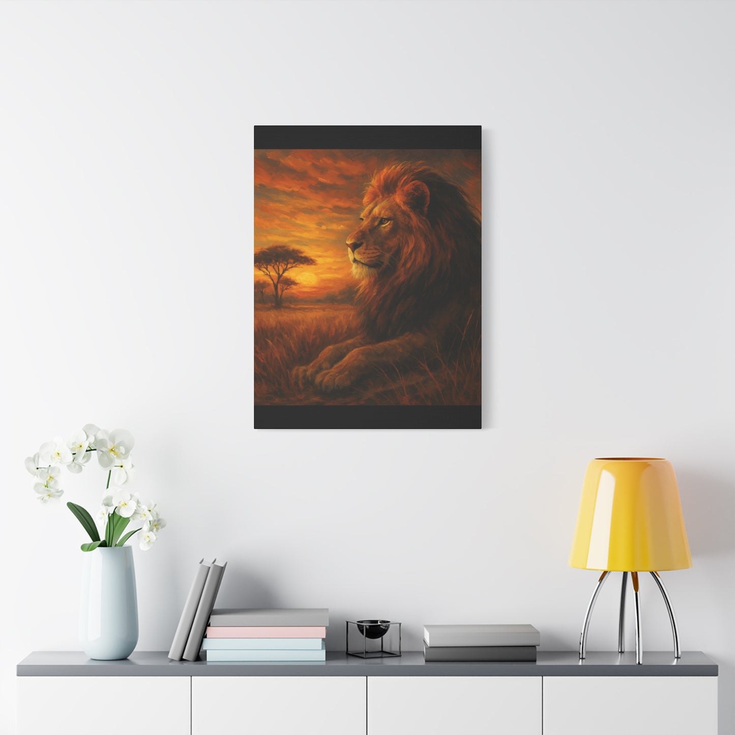 King of the Savanna - Lion Sunset Canvas