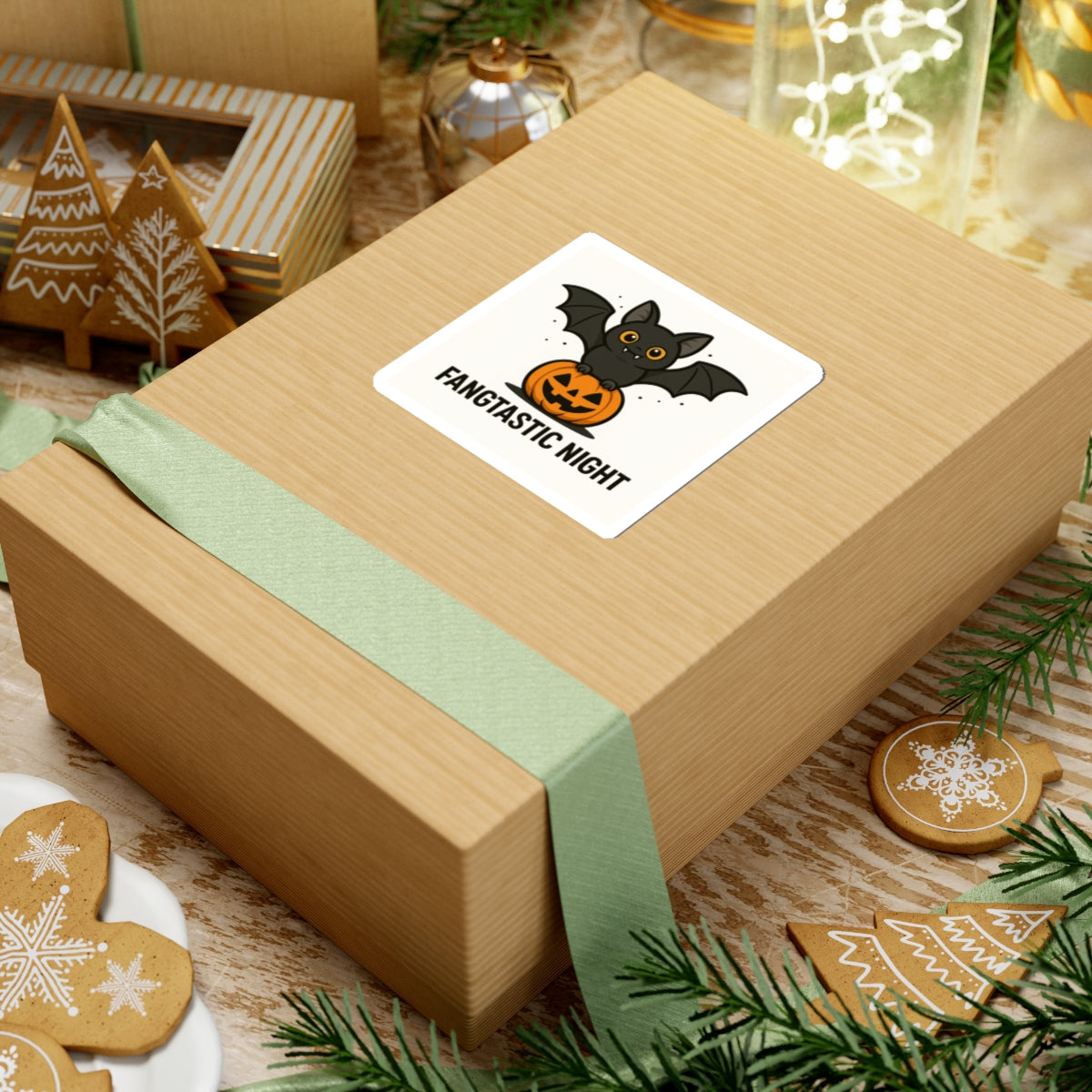 Fangtastic Night Halloween Stickers, Cute Bat Stickers, Pumpkin Decor, Spooky Season, Laptop Decor, Party Favors