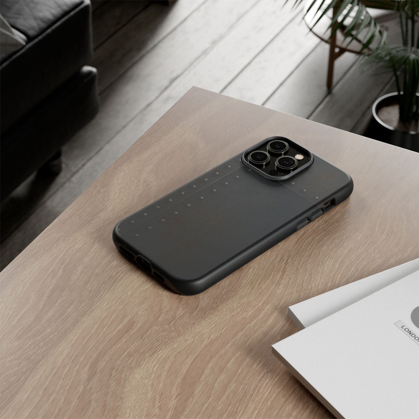 Steel & Smoke – Riveted Shadows Phone Case