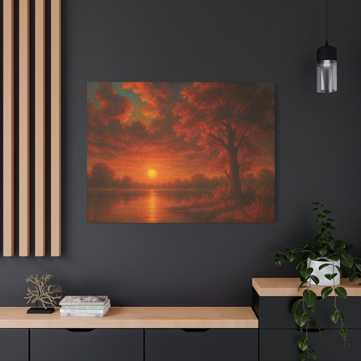 Serene Sunset Canvas Wall Art, Nature Decor, Home Aesthetic, Gift for Art Lovers, Inspiring Wall Hanging, Living Room Decoration
