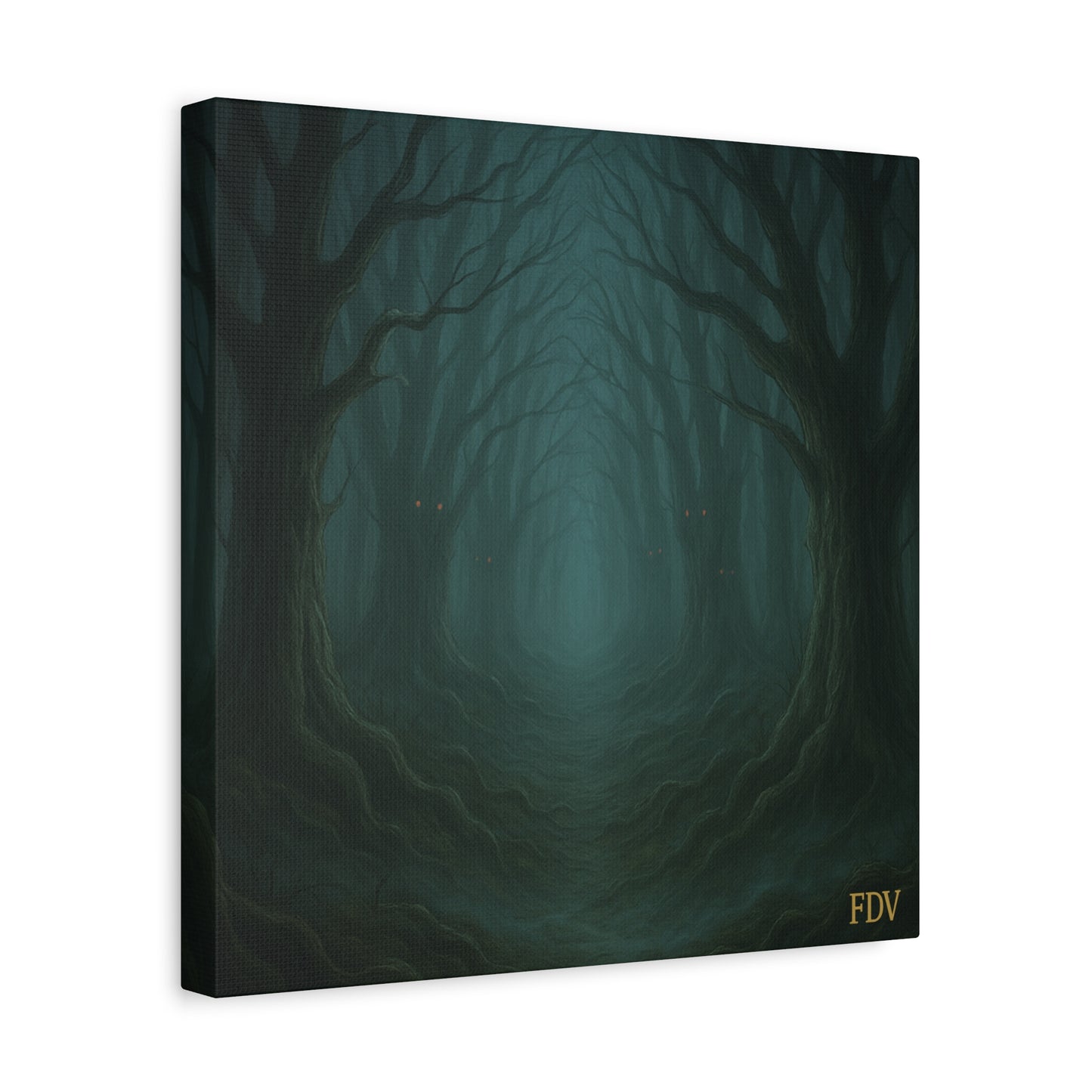 Eerie Forest Canvas Art, Spooky Home Decor, Dark Wall Hanging, Halloween Wall Art, Unique Gift for Nature Lovers, Gothic Decor