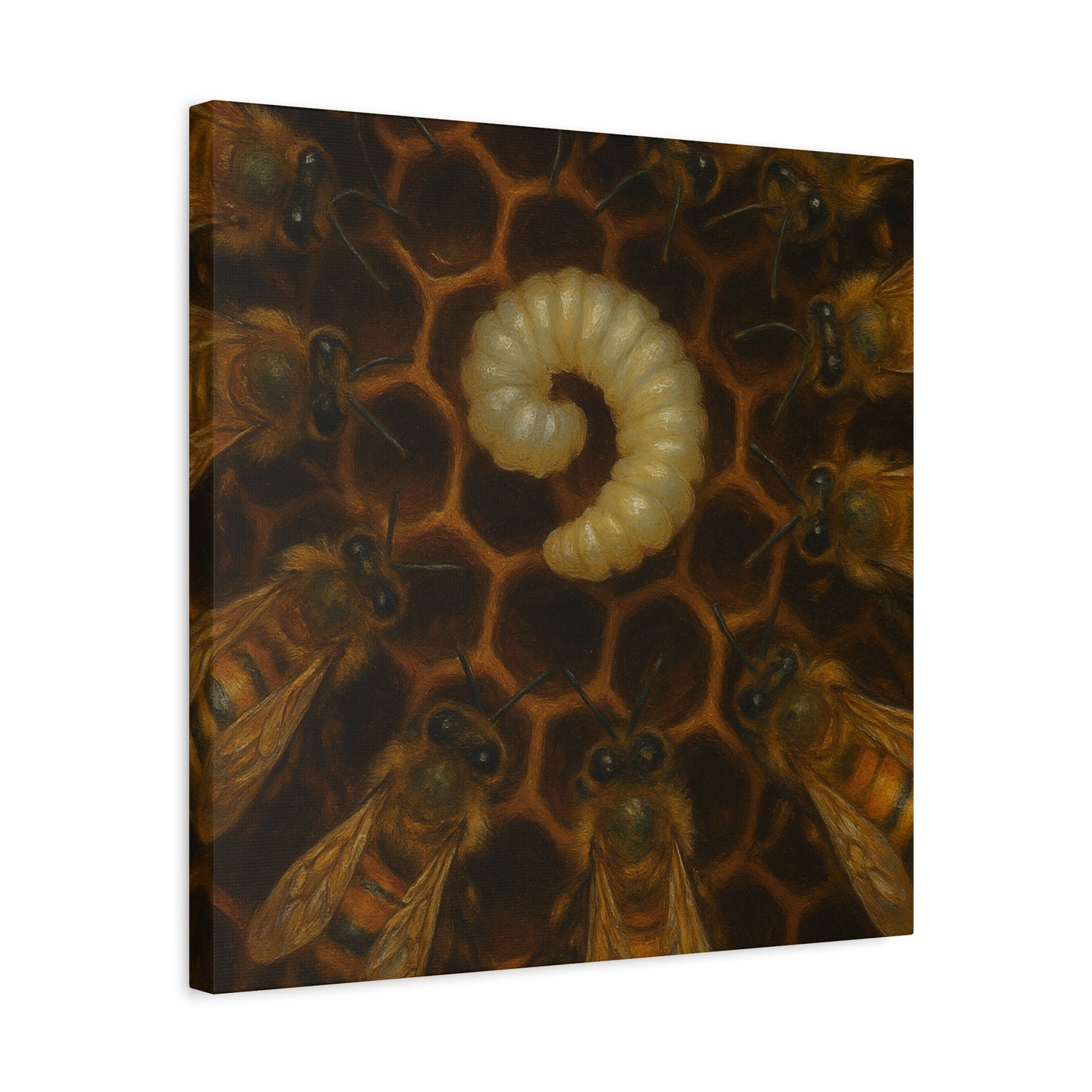 Bee Themed Wall Art Canvas, Honeycomb Decor, Nature Lover Gift, Nursery Decoration, Botanical Wall Art, Insect Art Print