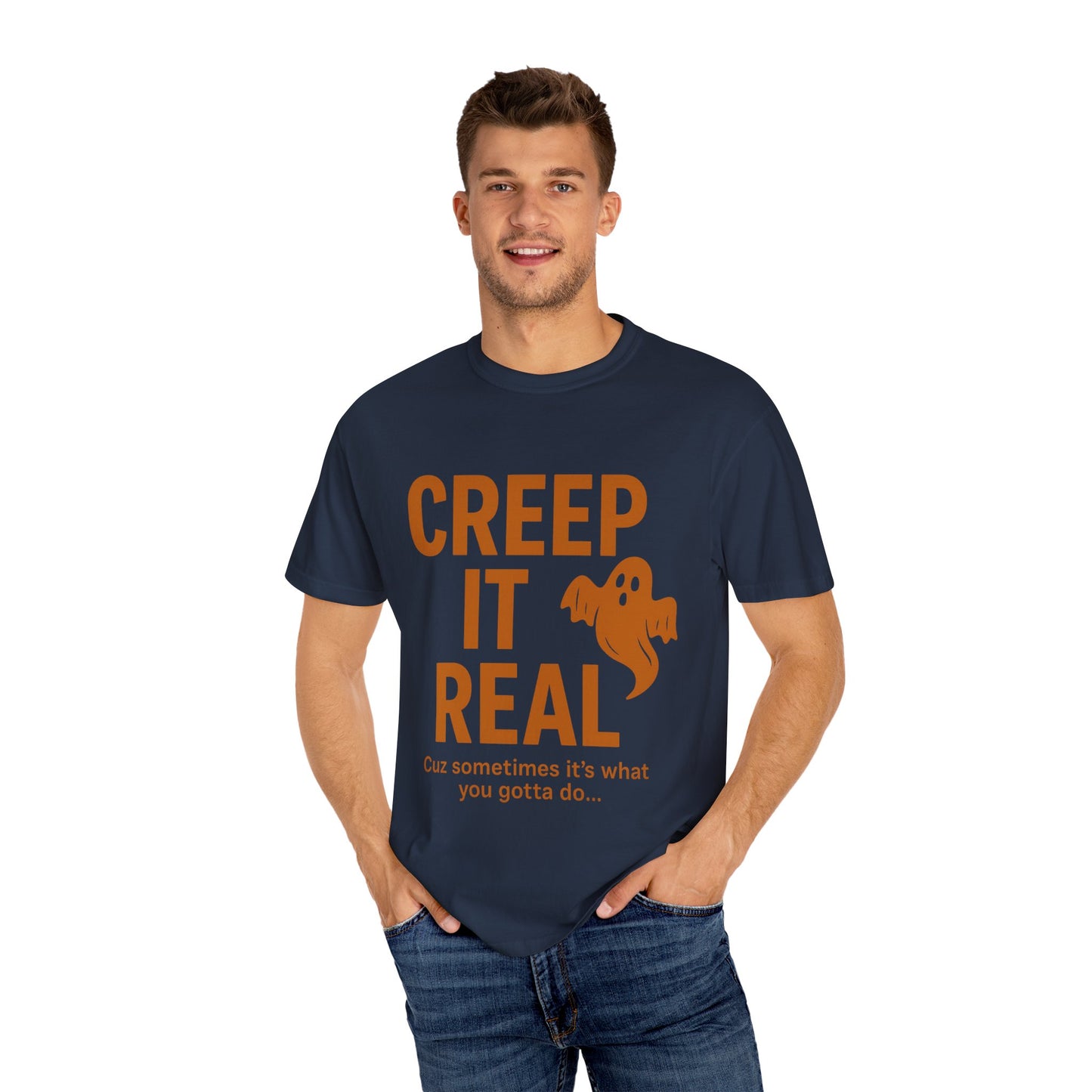 Creep It Real Unisex T-Shirt - Fun Halloween Apparel, Ghost Graphic Tee, Casual Style, Unique Gift for Friends, Halloween Party Outfit