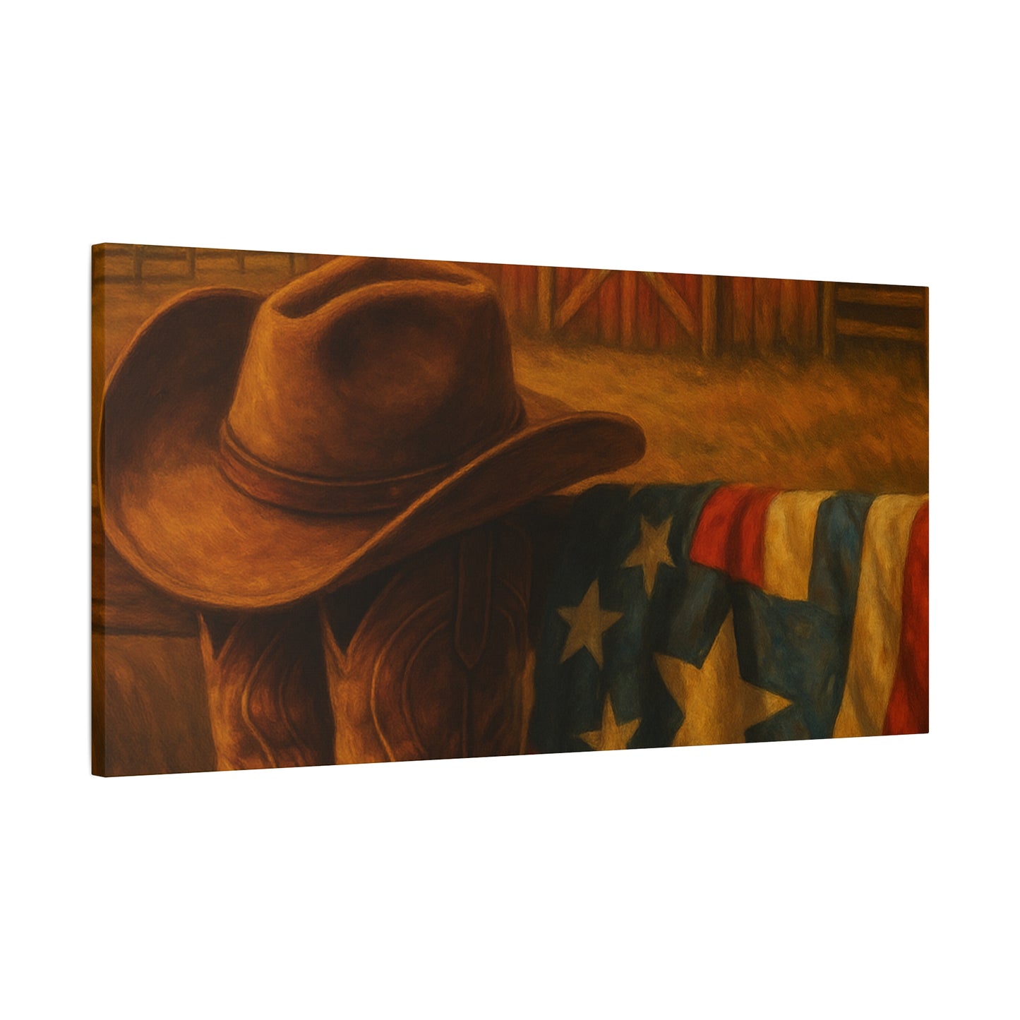 Rustic Canvas Art Print, Western Decor, Cowboy Hat and Boots, Americana Wall Art, Perfect Gift for Country Lovers