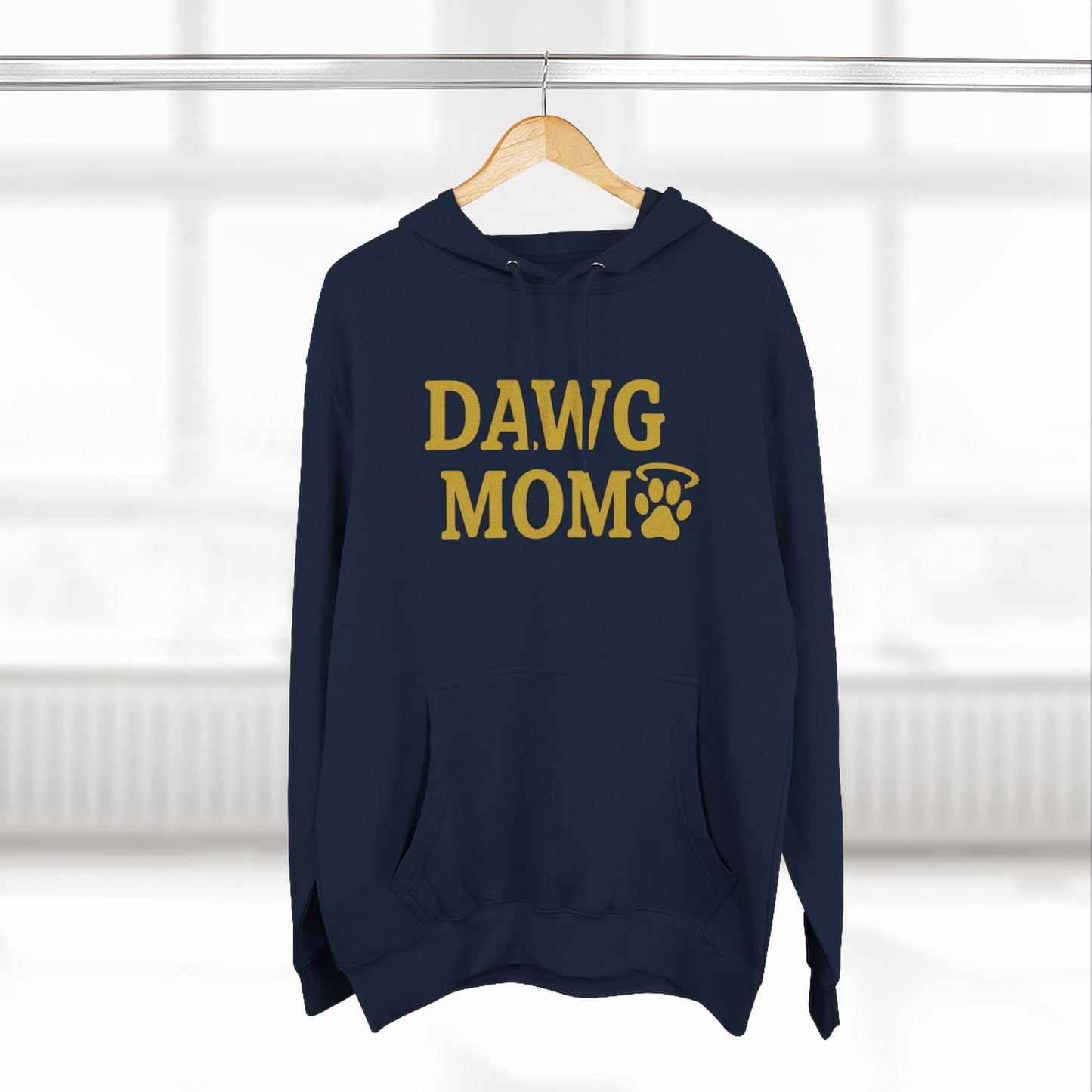 Dawg Mom Three-Panel Fleece Hoodie, Cozy Pet Lover Gift, Halloween Apparel, Comfortable Casual Wear, Bone Skeleton Design