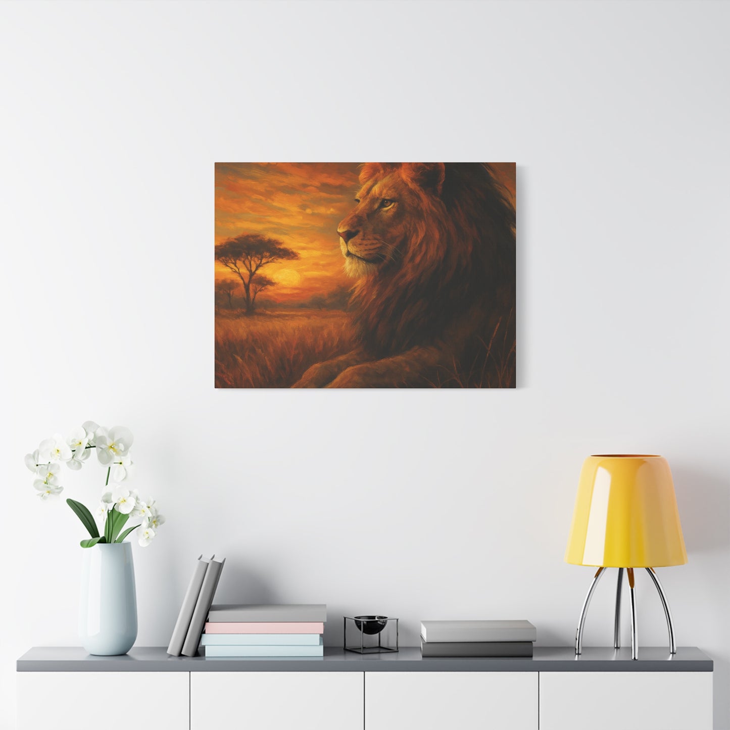 King of the Savanna - Lion Sunset Canvas