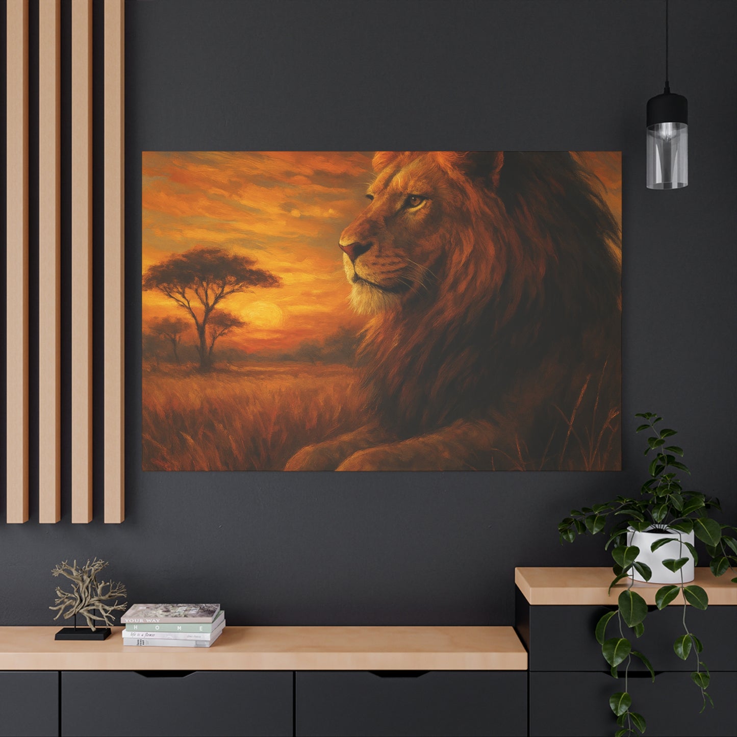 King of the Savanna - Lion Sunset Canvas