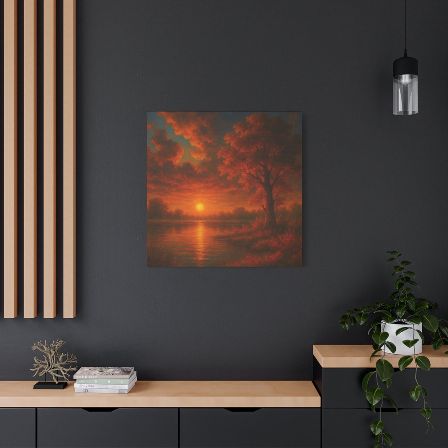 Serene Sunset Canvas Wall Art, Nature Decor, Home Aesthetic, Gift for Art Lovers, Inspiring Wall Hanging, Living Room Decoration