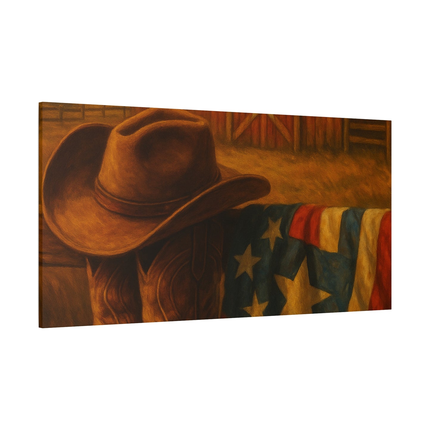 Rustic Canvas Art Print, Western Decor, Cowboy Hat and Boots, Americana Wall Art, Perfect Gift for Country Lovers