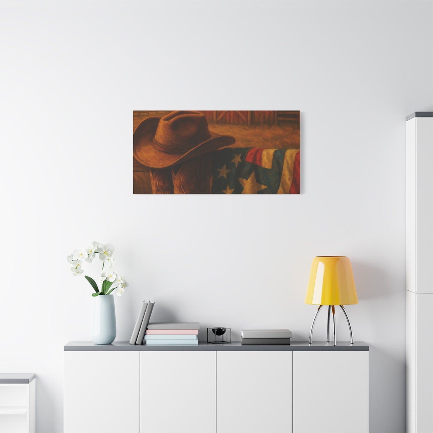 Rustic Canvas Art Print, Western Decor, Cowboy Hat and Boots, Americana Wall Art, Perfect Gift for Country Lovers