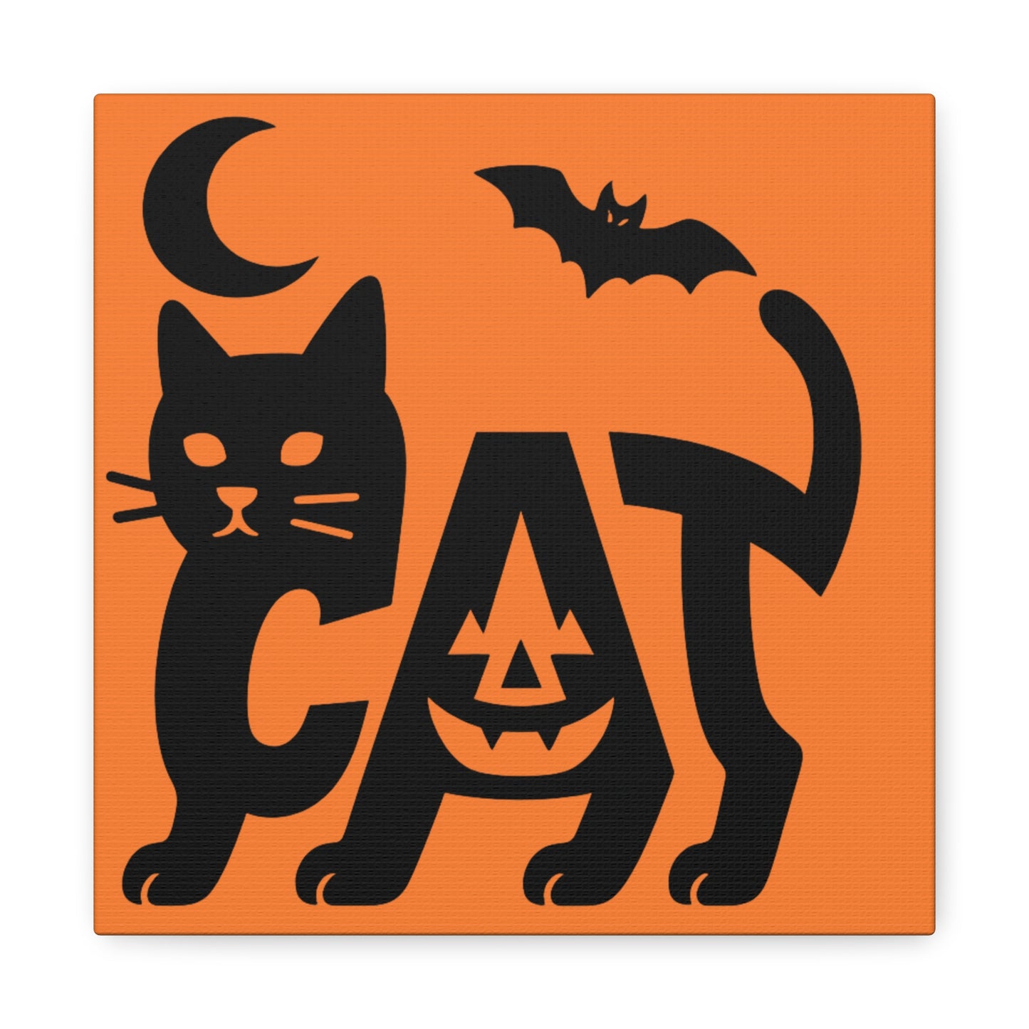 Halloween Cat Canvas Wall Art, Spooky Home Decor, Autumn Accent, Cat Lover Gift, Seasonal Wall Decor, Pumpkin Design